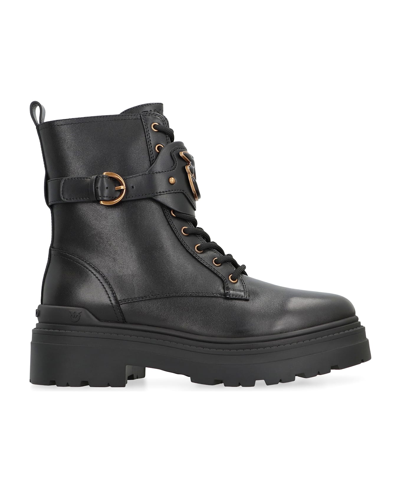 Pinko Mia Leather Combat Boots - black
