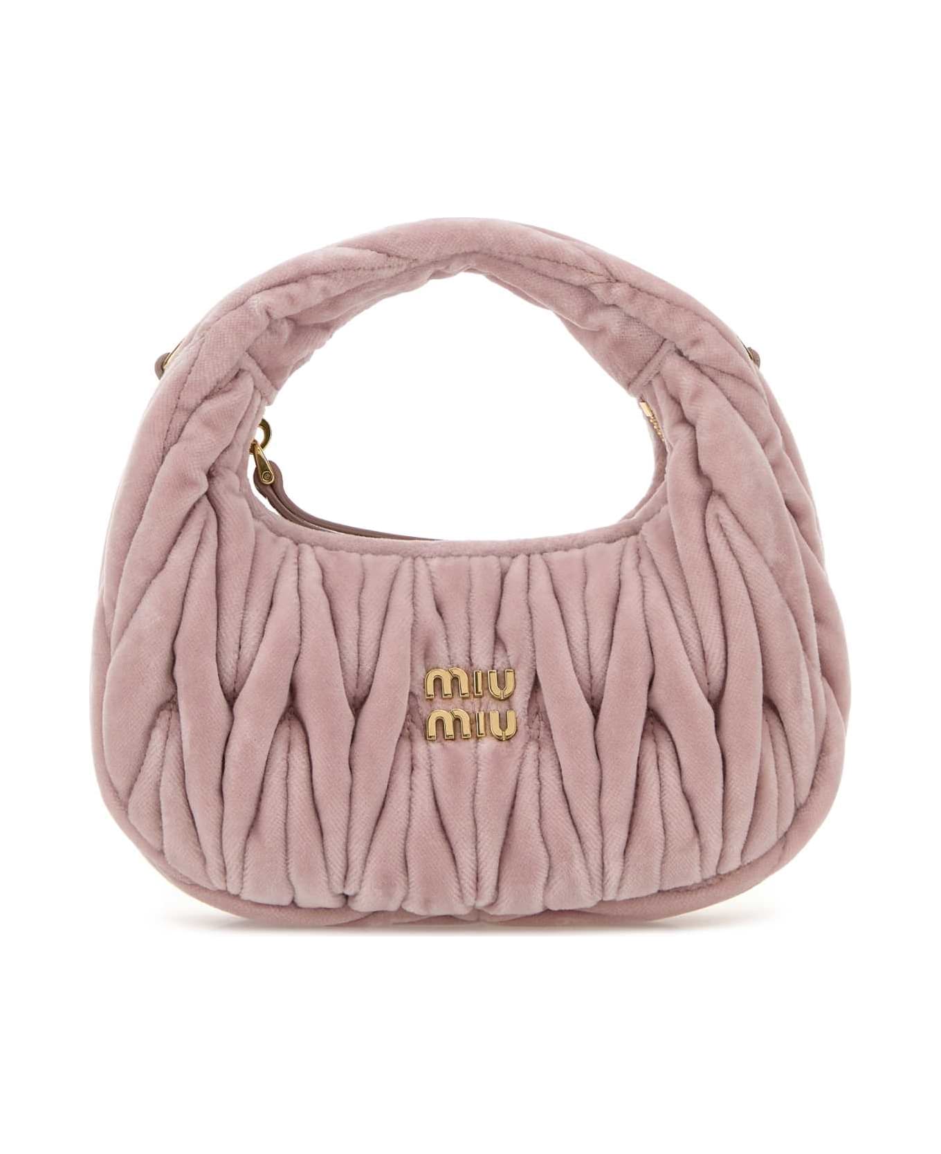 Miu Miu Pink Velvet Mini Wander Handbag - ALABASTRO