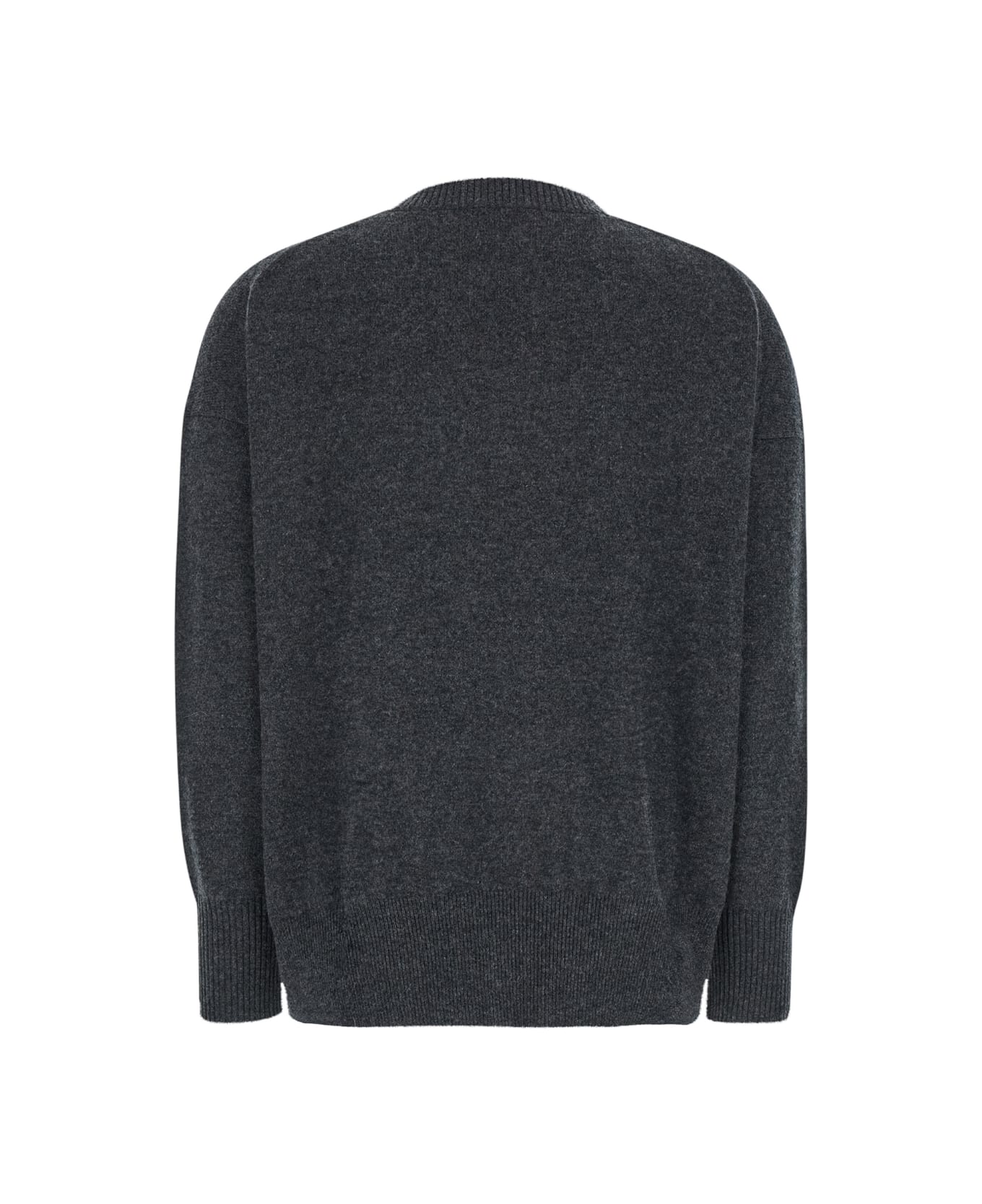 Allude Grey Crewneck Sweater With Dropped Shoulders In Cashmere Woman - Grey