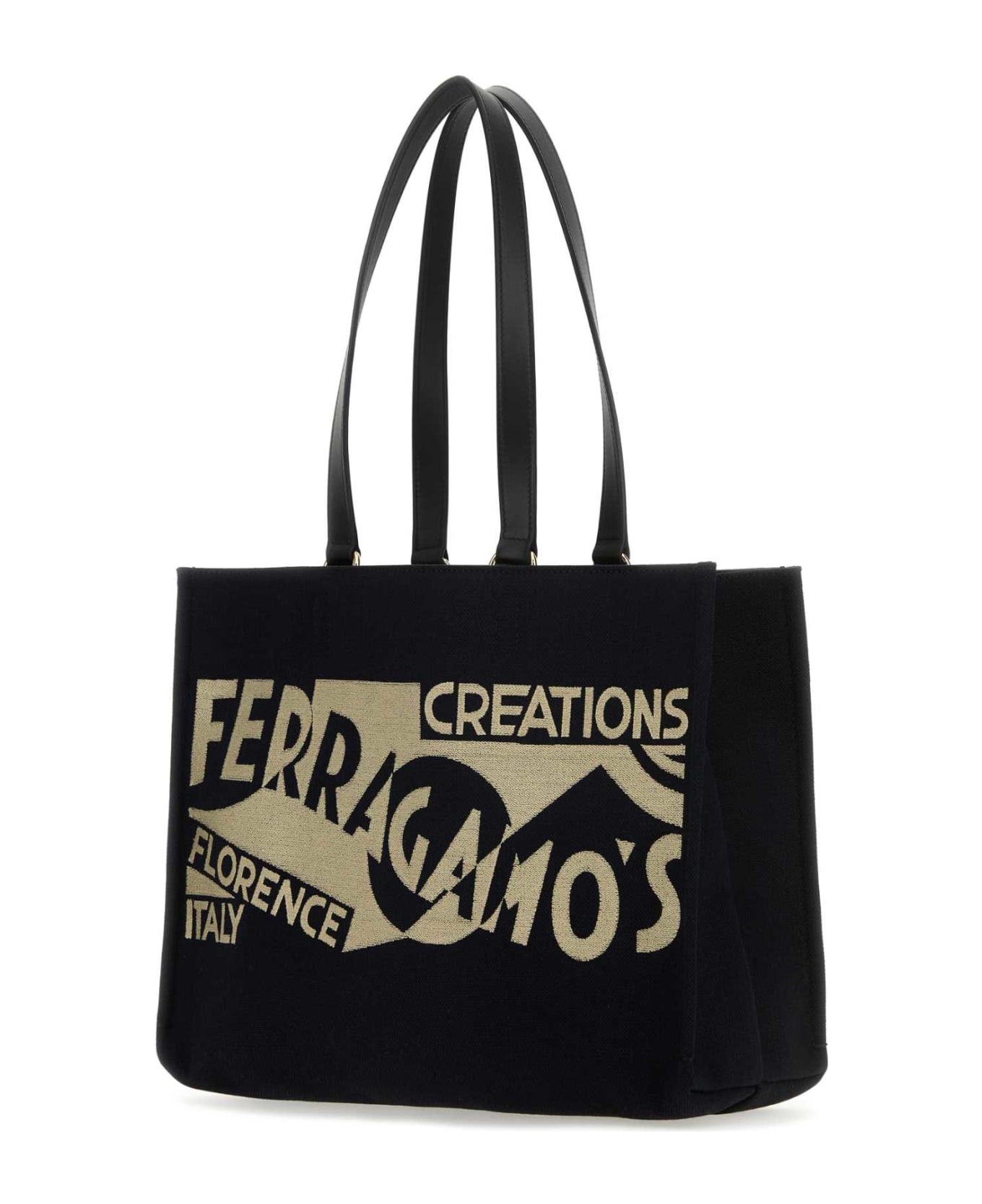 Ferragamo Black Canvas Shopping Bag - NERONERONERO