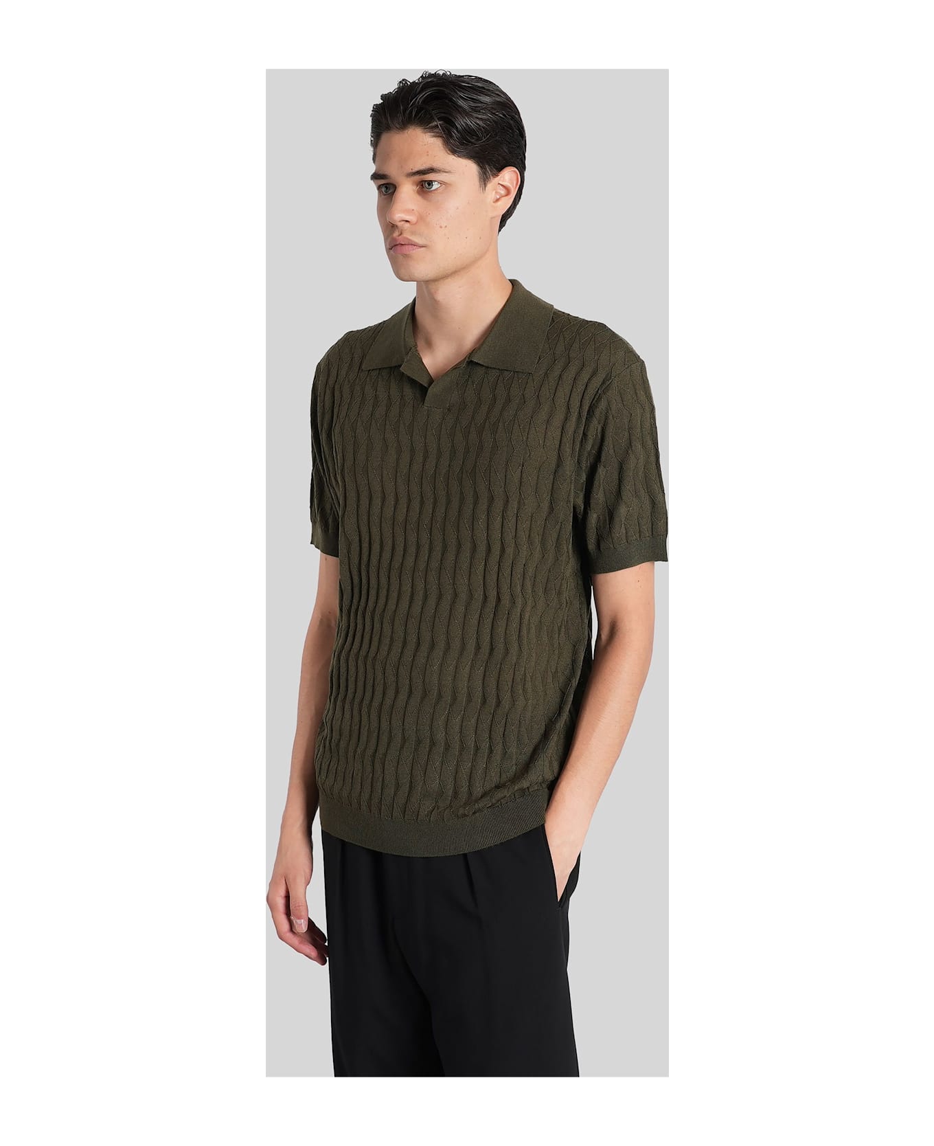 Emporio Armani Polo In Green Acrylic - green