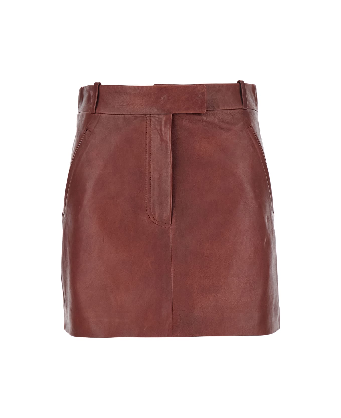 Tela Helen Leather Skirt - Bordeaux