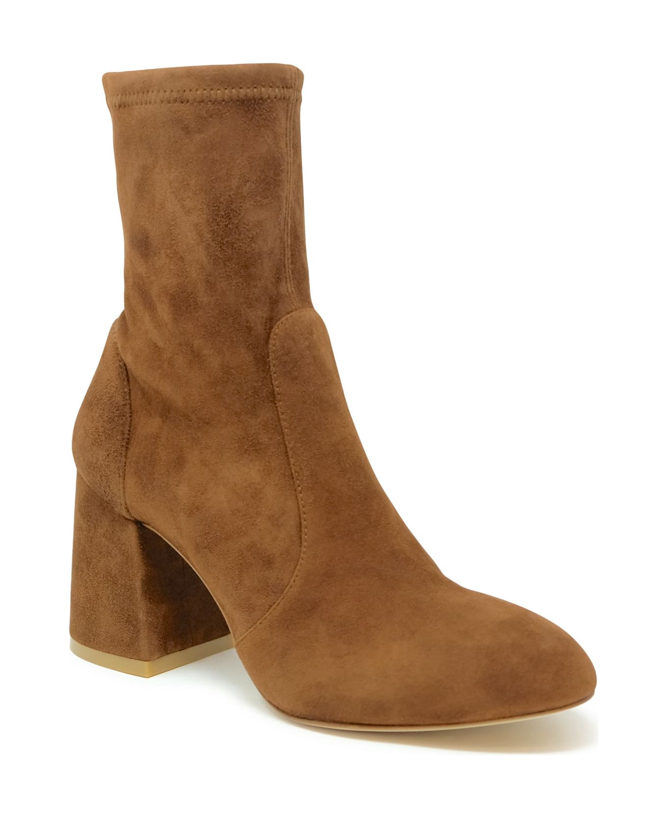 Stuart Weitzman E Suede Flareblock 85 Stretch Bootie - BROWN