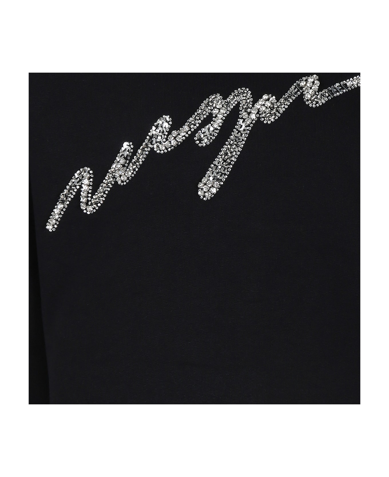 MSGM Black Dress For Girl With Logo - Black