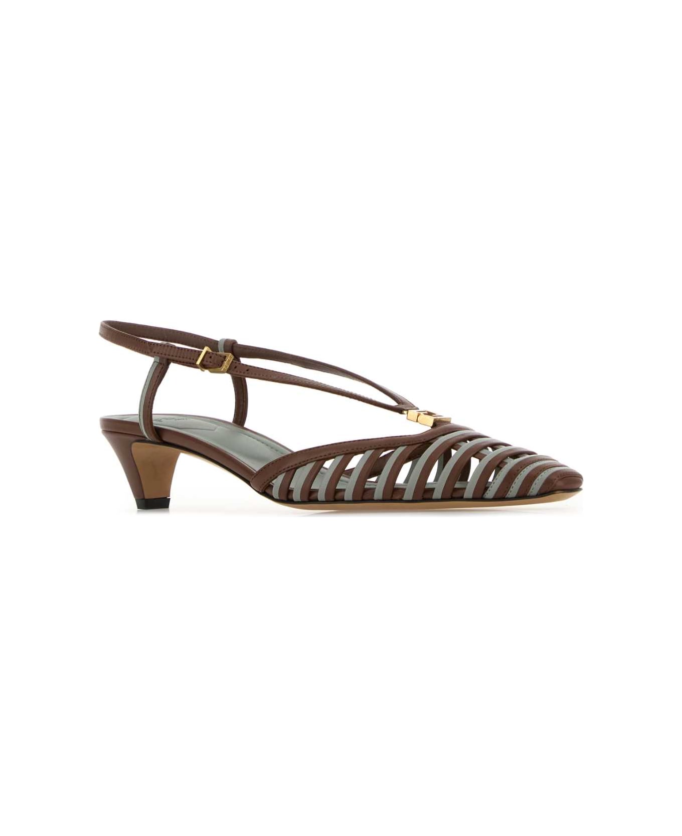 Fendi Two-tone Leather Ffold Pumps - GIANDUIAWHITE