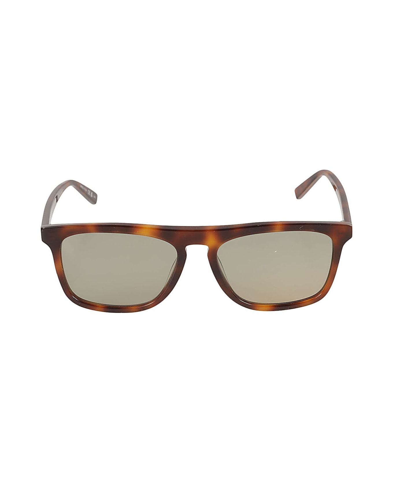Saint Laurent Eyewear Square Frame Flame Effect Sunglasses - Havana/Green