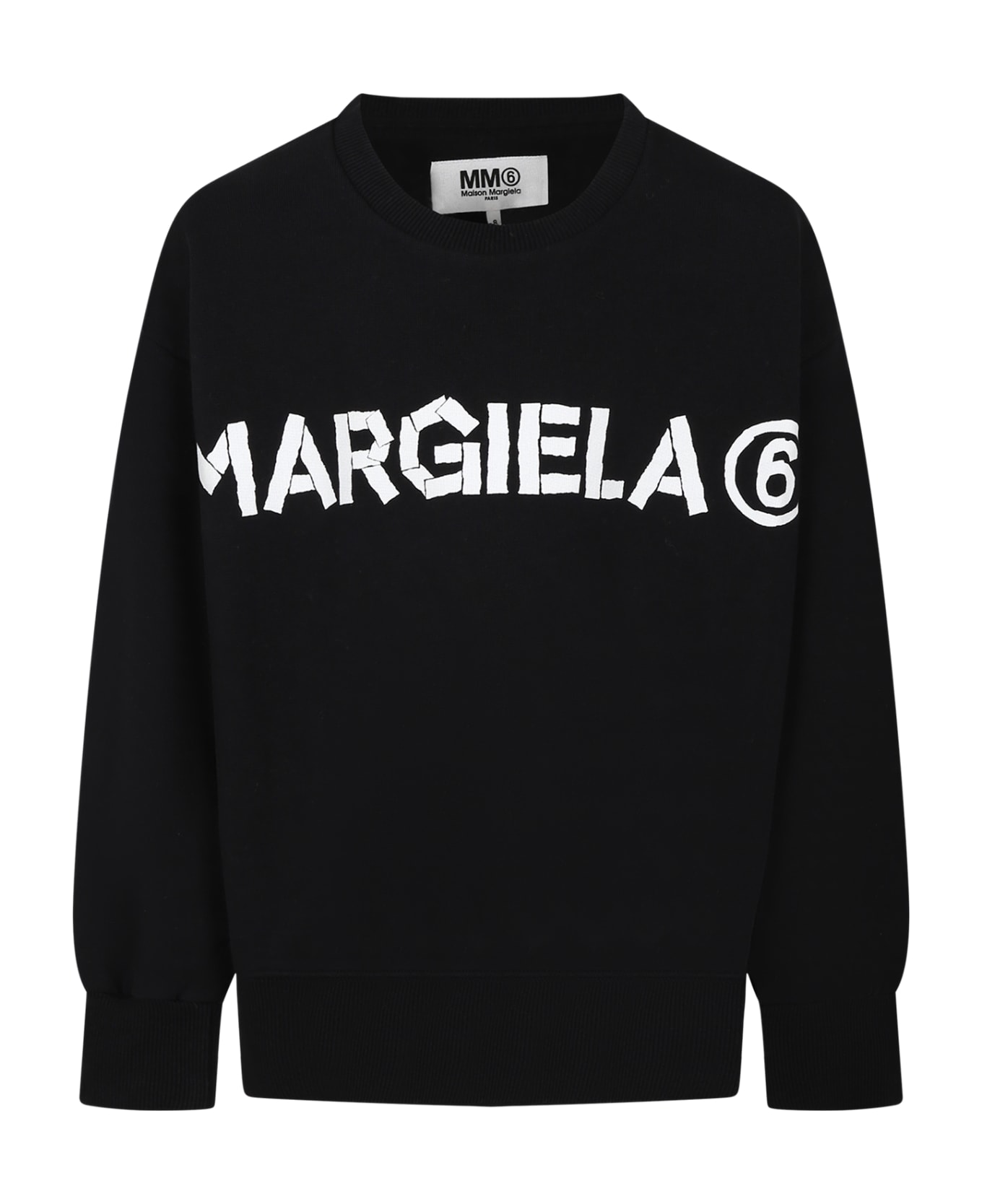 MM6 Maison Margiela Black Sweatshirt For Kids - M6900 ニットウェア＆スウェットシャツ