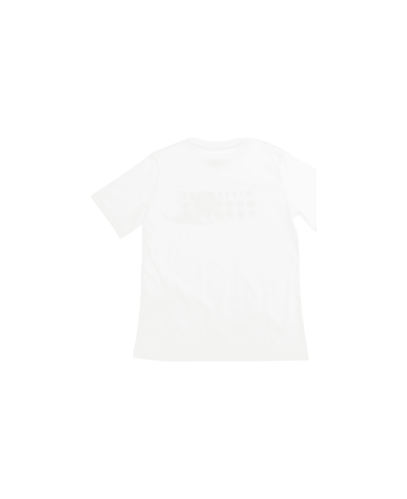 MM6 Maison Margiela White Crewneck T-shirt With Front Logo Print In Cotton Boy - White