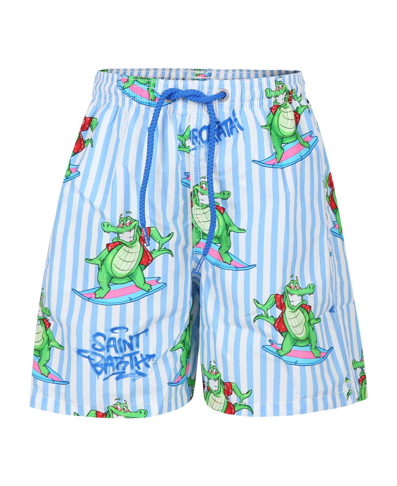 MC2 Saint Barth Light Blue Swim Shorts For Boy With Crocodile Print - Light Blue