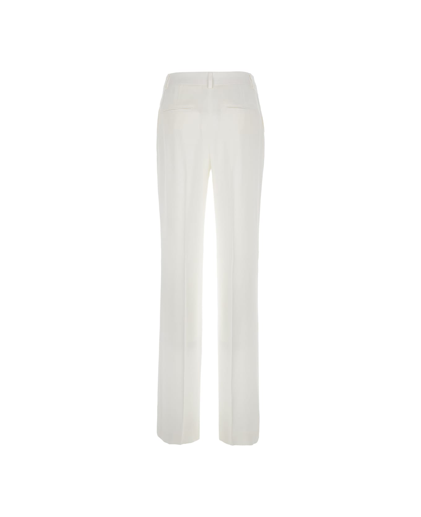 Alberta Ferretti White High Waist Pants With Concealed Closure In Silk Blend Woman - White