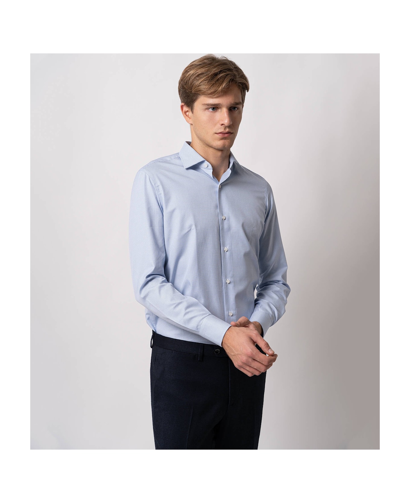 Larusmiani Handmade Shirt Mayfair Shirt - SkyBlue