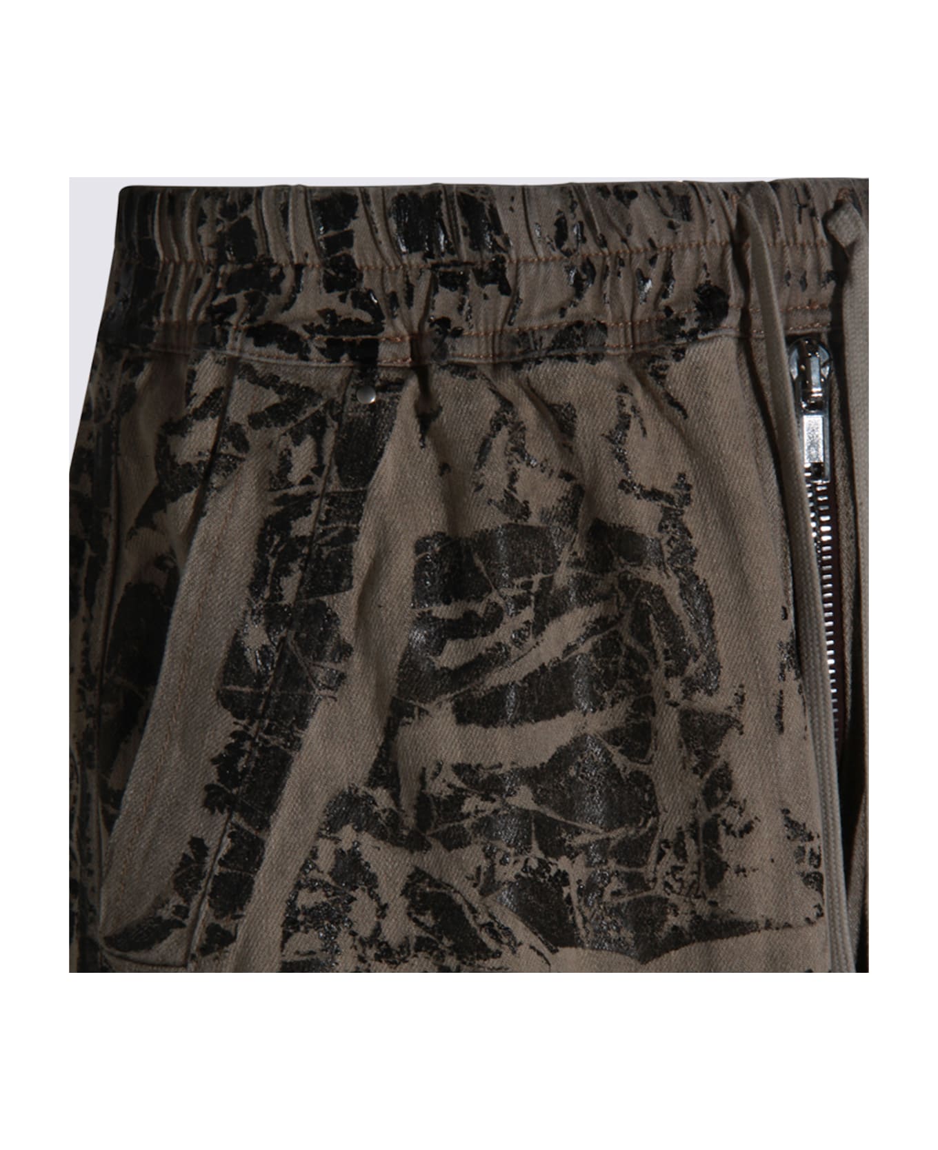 DRKSHDW Black And Beige Cotton Shorts - BLACK WASHED FOIL