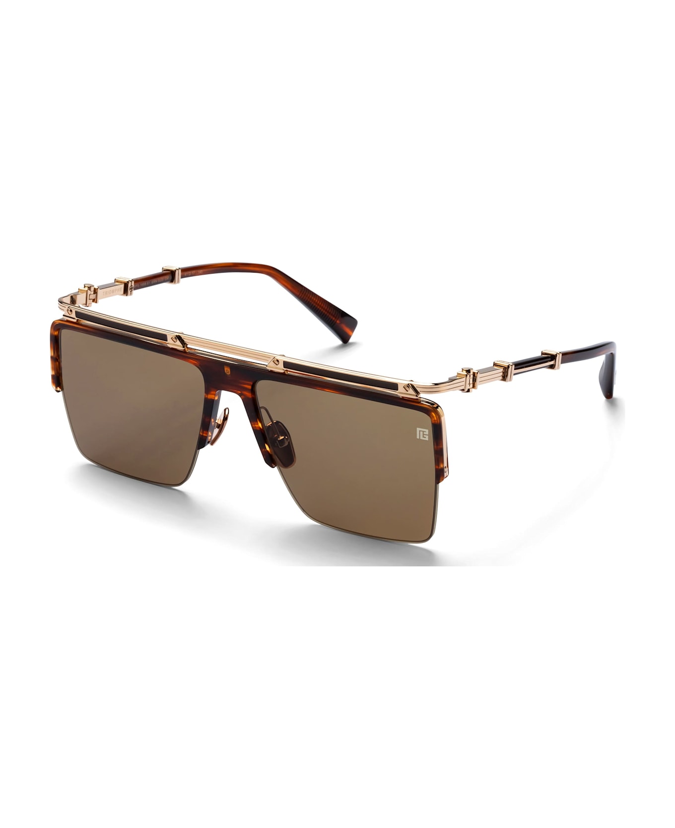 Balmain Triomphe - Brown Swirl / 12k Gold Sunglasses - brown/gold