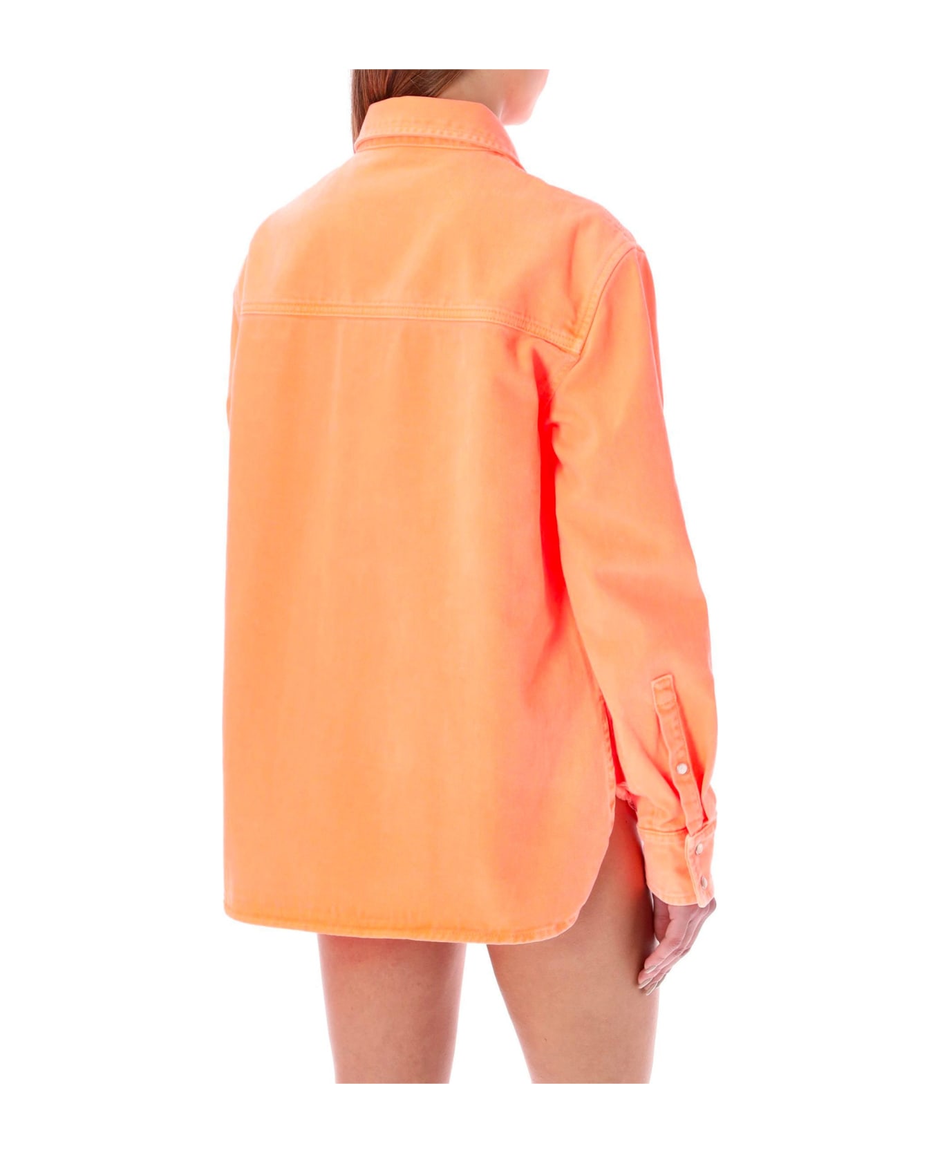 Palm Angels Cotton Denim Shirt - Orange