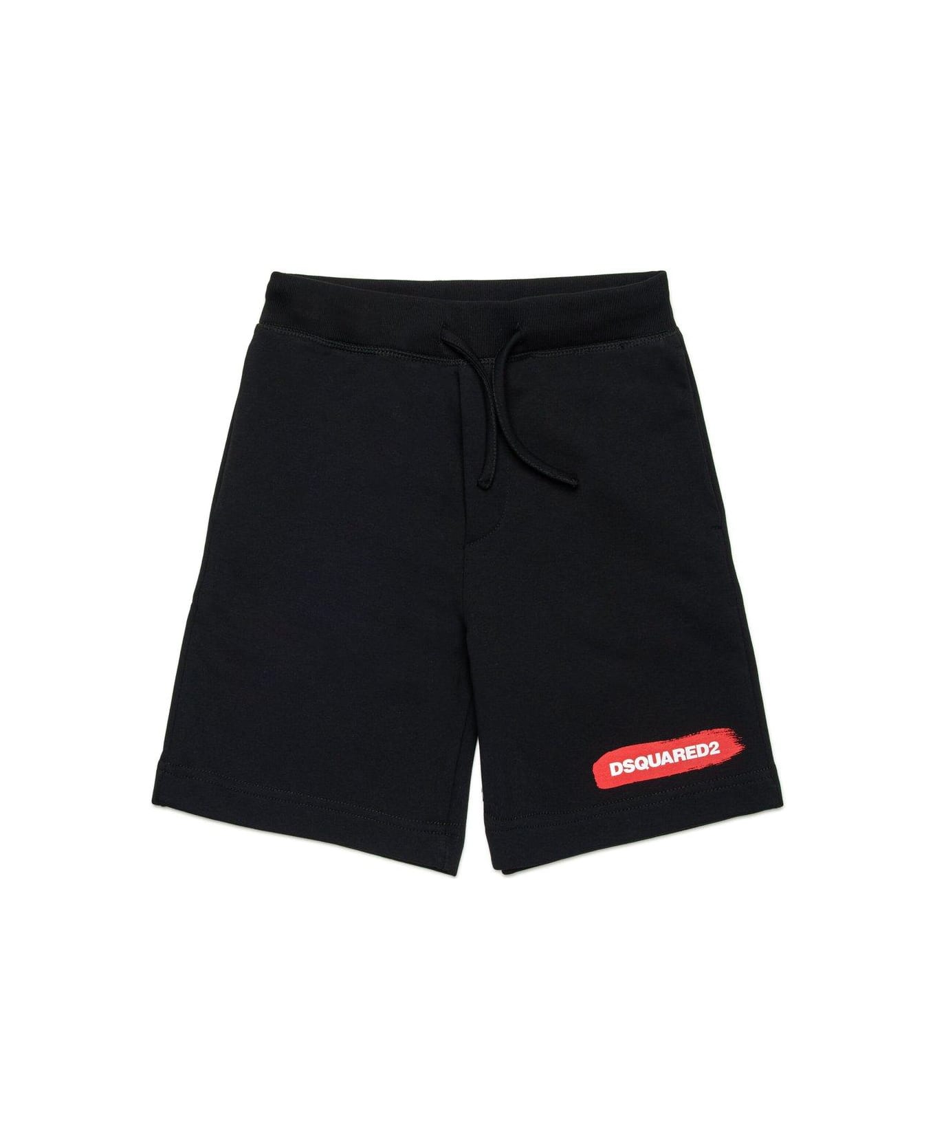 Dsquared2 Logo-printed Drawstring Track Shorts - Nero