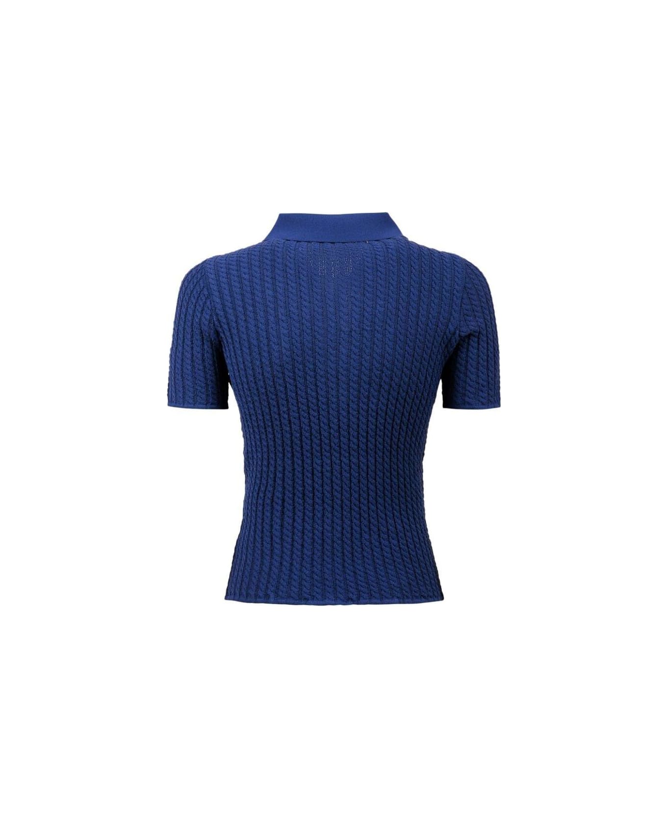 Bally Short-sleeved Knitted Polo Shirt - Blue