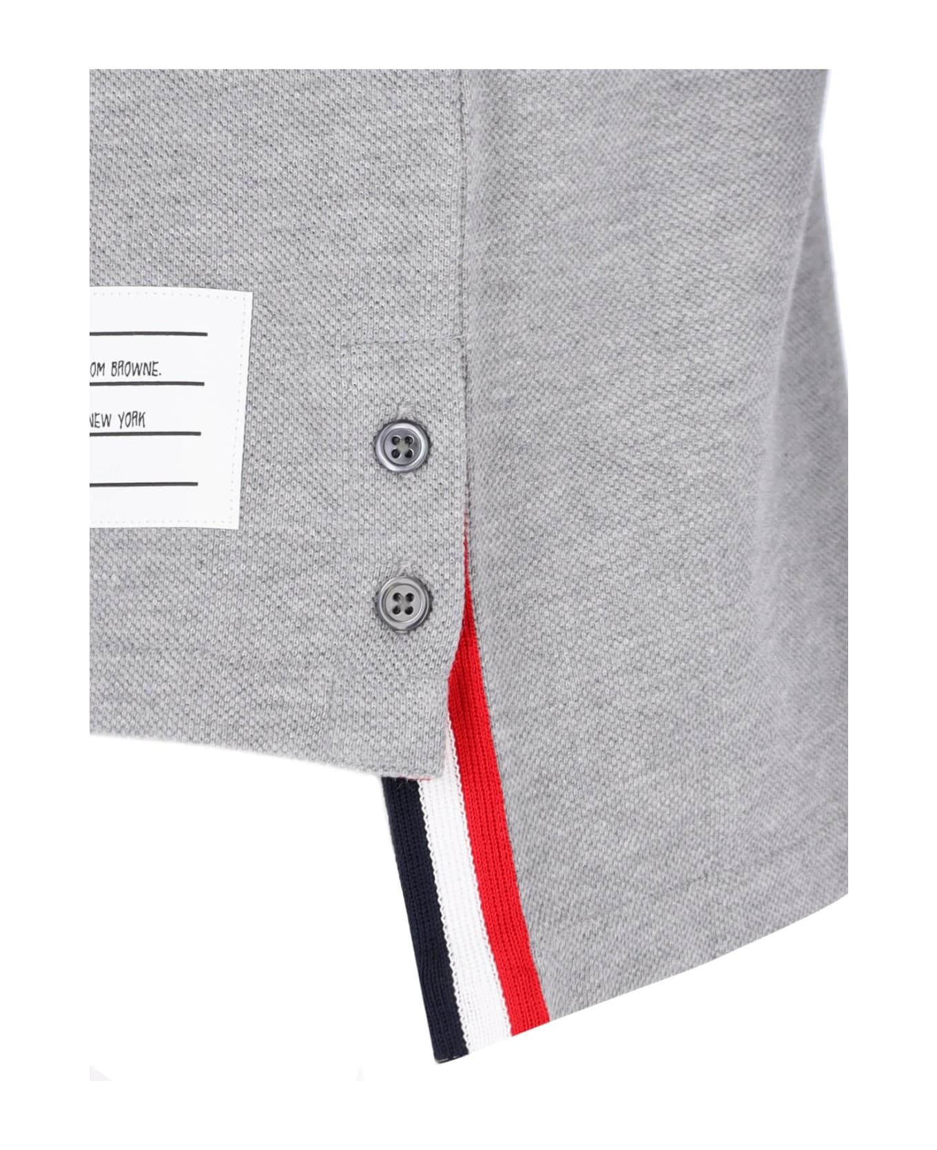 Thom Browne Polo Shirt With Tricolor Detail On The Back - Lt grey ポロシャツ