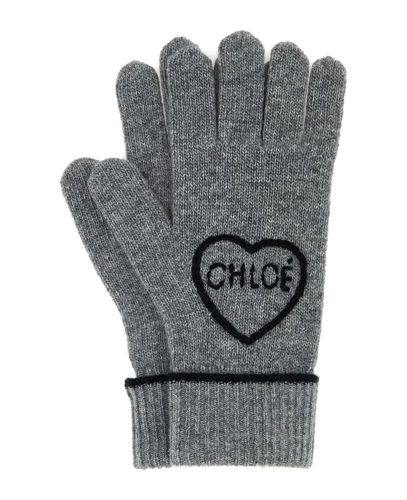 Chloé Grey Wool Blend Gloves - DIVINEGREY