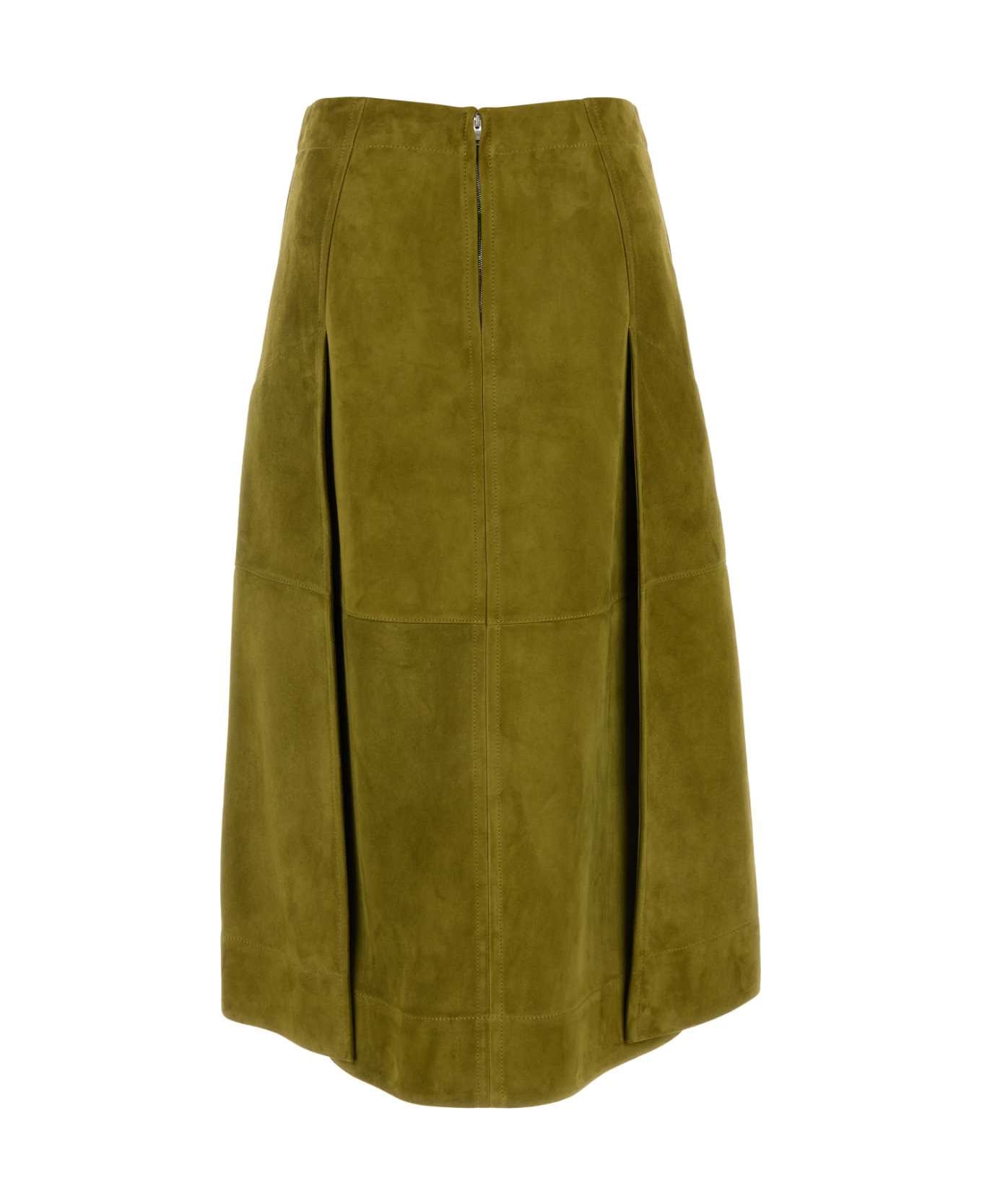 Bottega Veneta Green Suede Skirt - MARSH