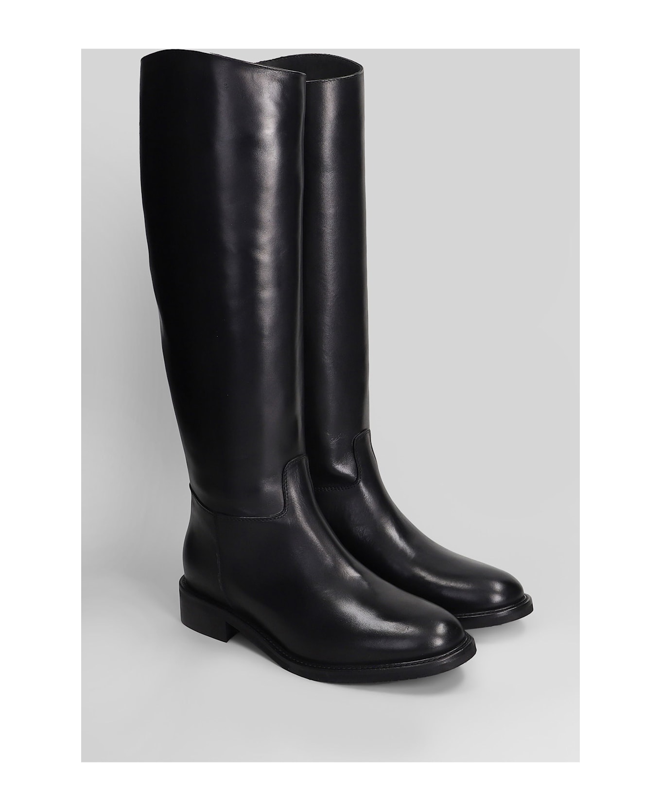 Julie Dee Low Heels Boots In Black Leather - black