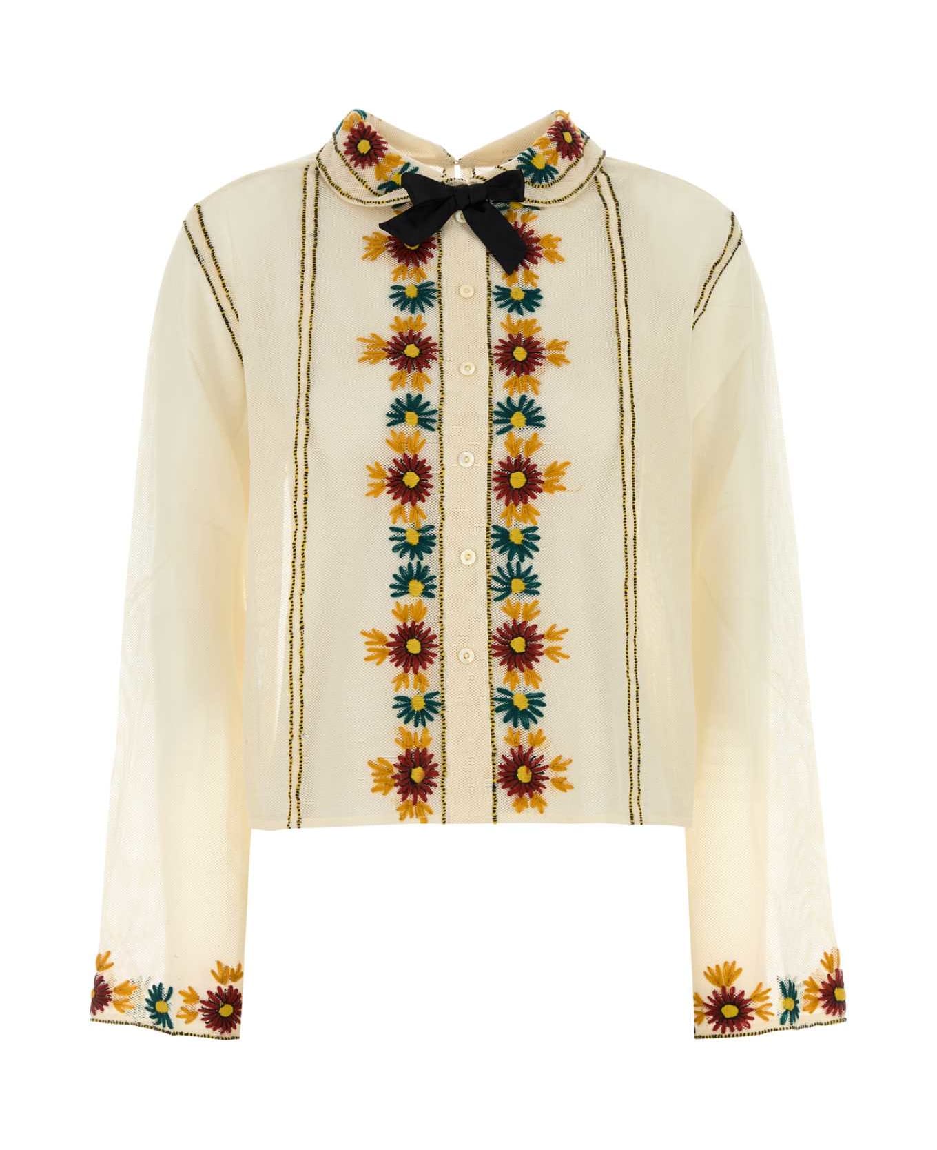 Bode Cream Mesh Candyfloss Shirt - WHITEMULTI