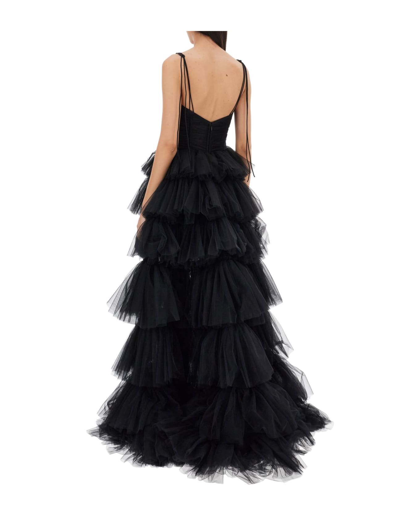 19:13 Dresscode Long Bustier Dress With Flounced Skirt - BLACK (Black)