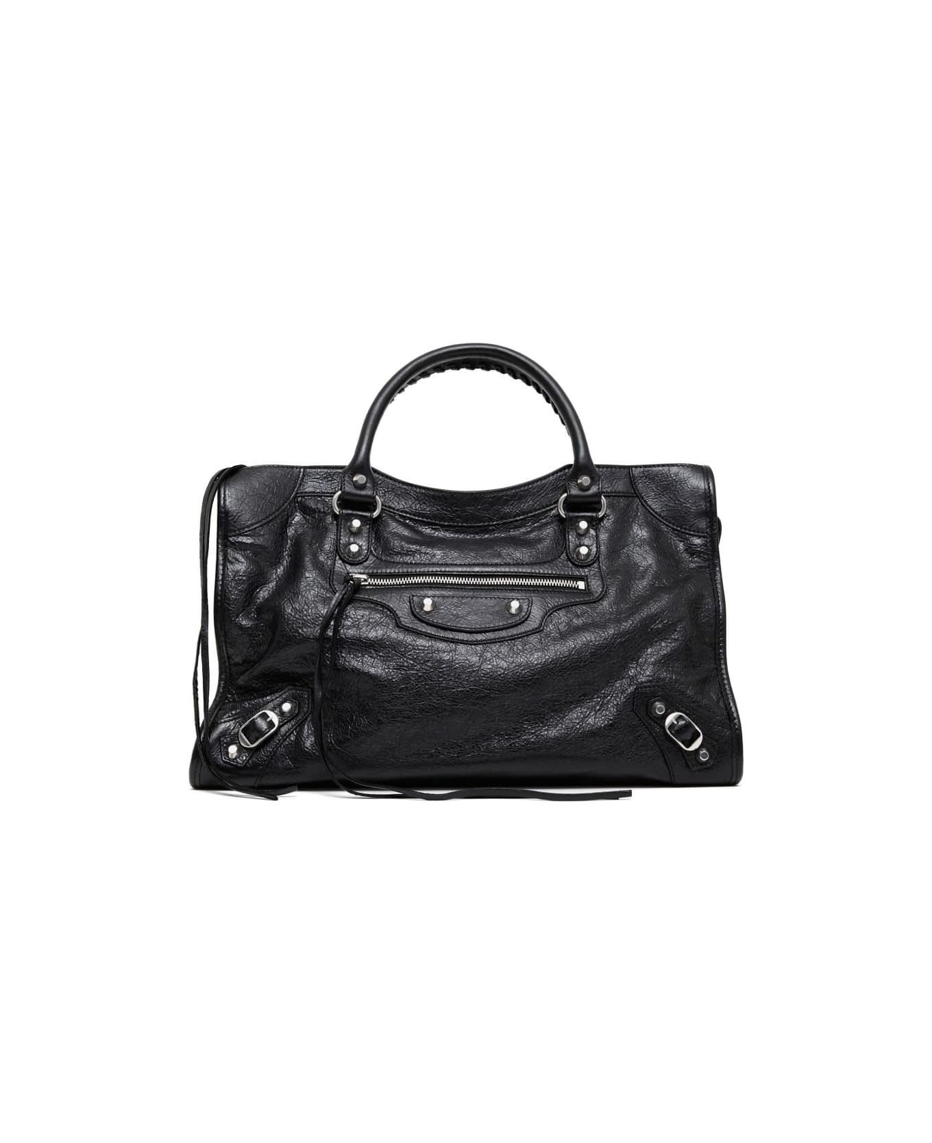 Balenciaga City Medium Leather Handbag - Black