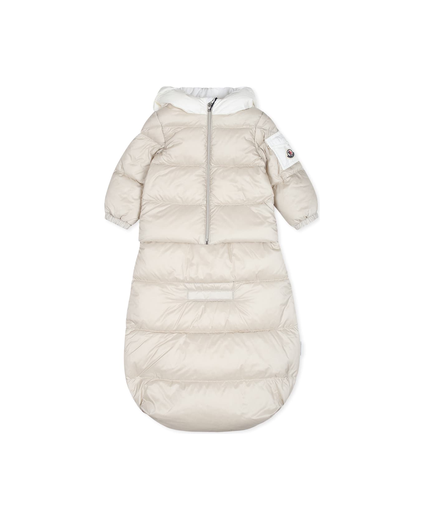 Moncler Ivory Ueno Sleeping Bag For Babykids With Logo - Ivory