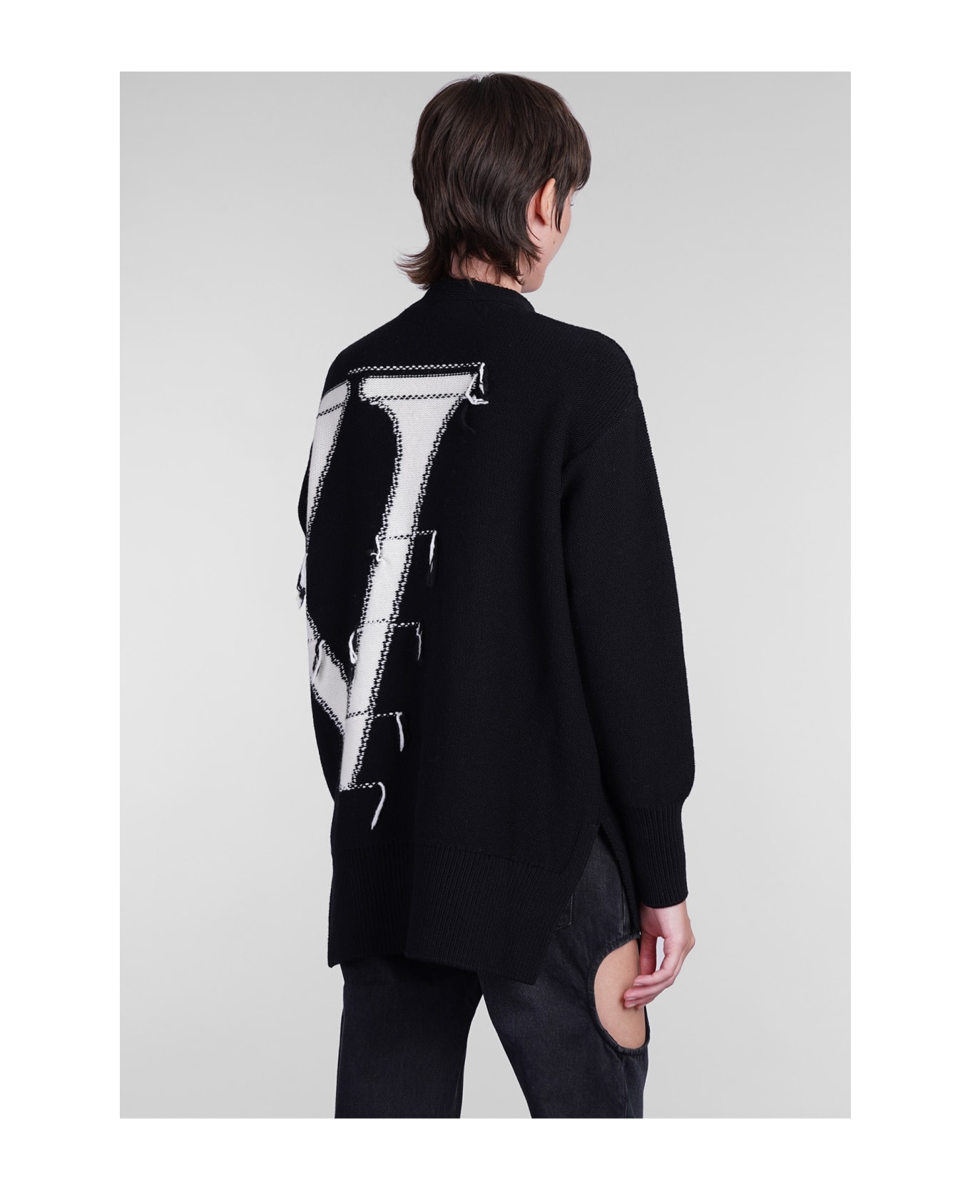 Off-White Cardigan In Black Wool - black