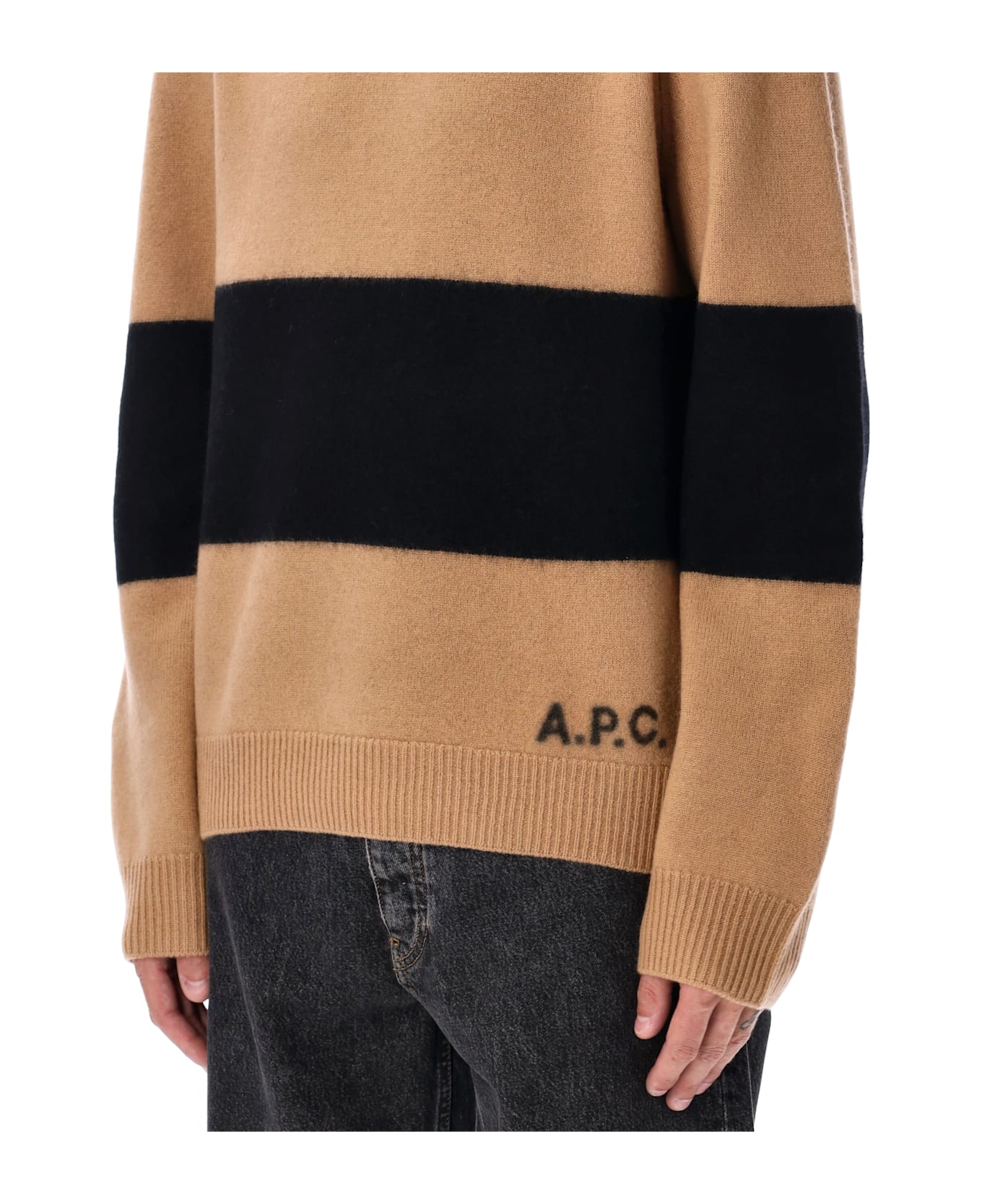 A.P.C. Edwardo Striped Wool Jumper - CAMEL BLACK ニットウェア