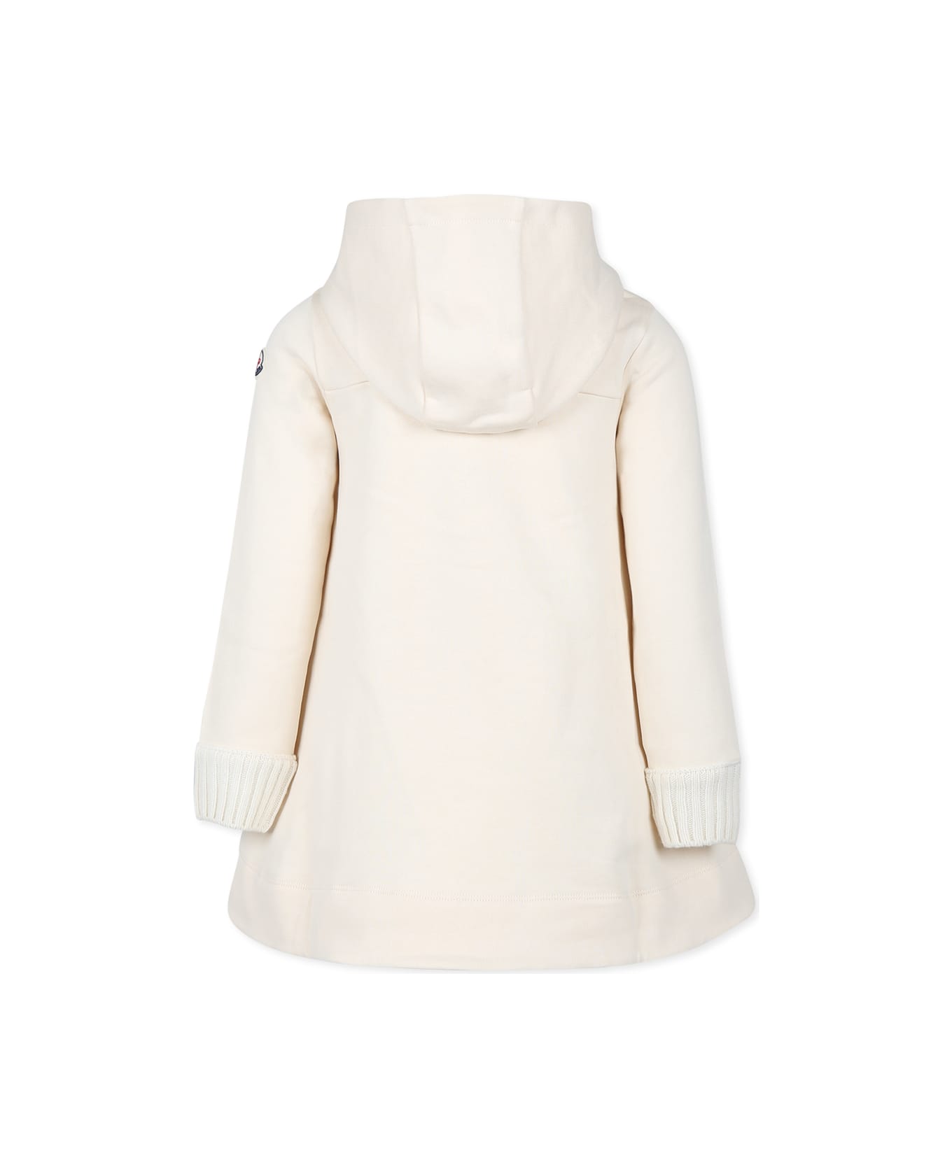 Moncler Ivory Sweatshirt For Girl With Logo - Ivory