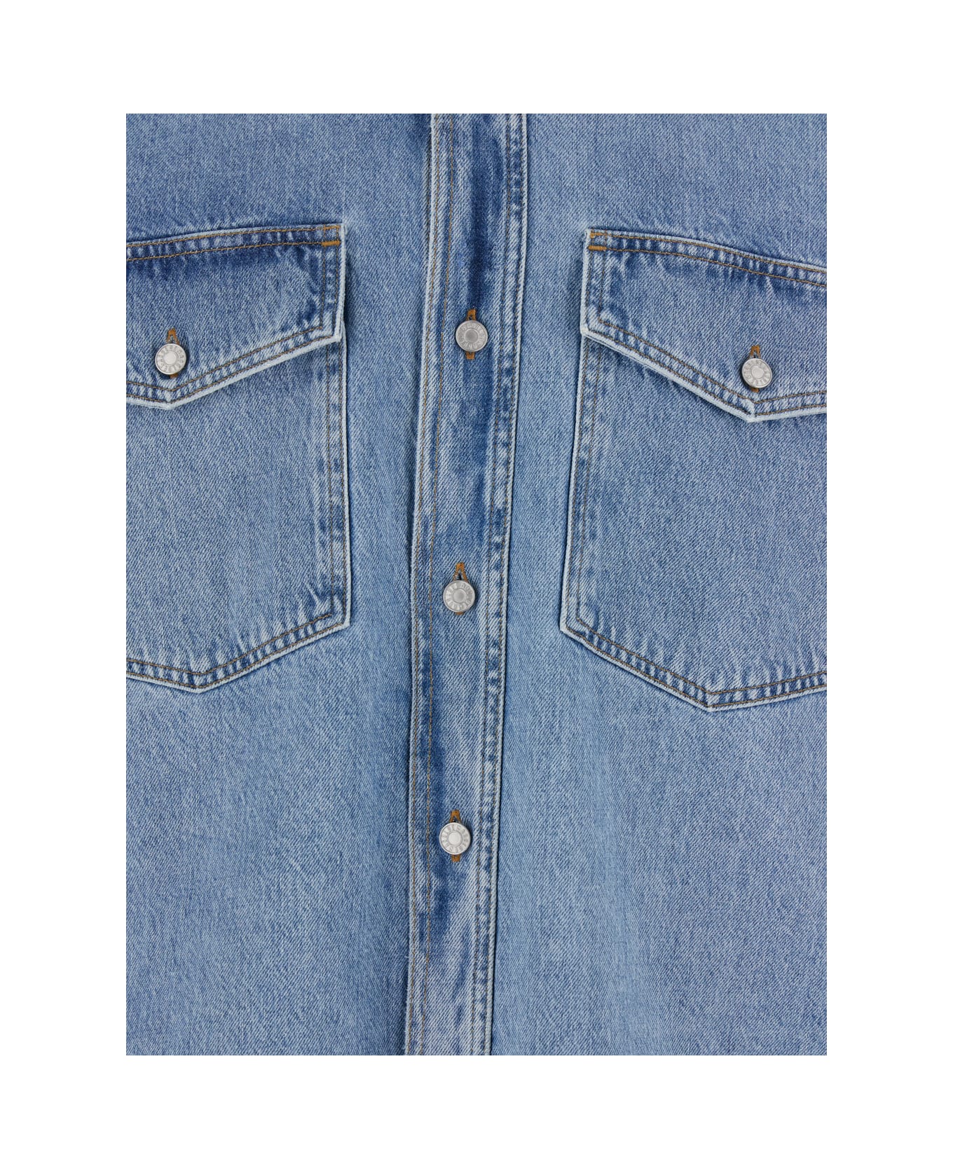 AGOLDE Light Blue Shirt With Classic Collar In Denim Man - Light blue