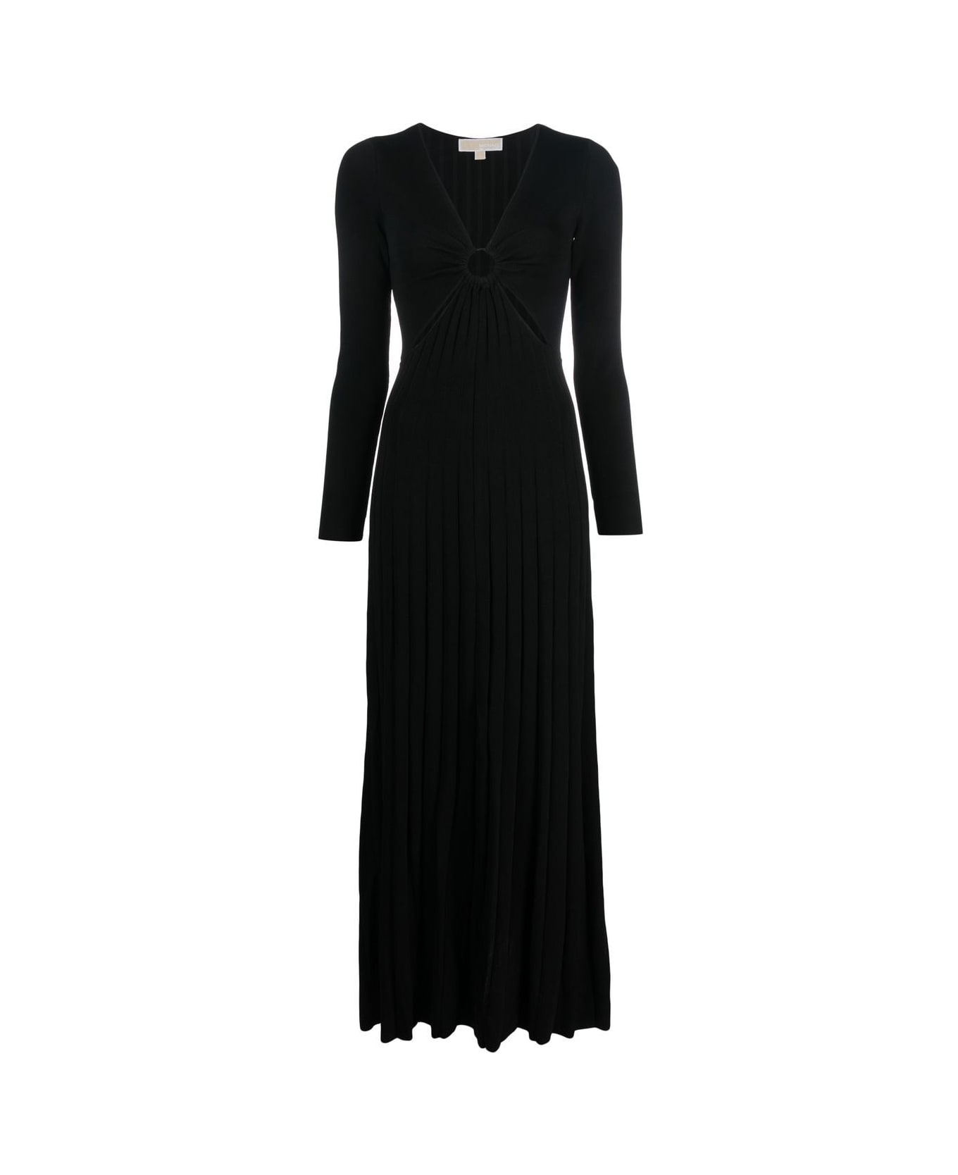 MICHAEL Michael Kors Long Pleated Dress With Ring And Cut-out Detail In Viscose Blend Woman - Black