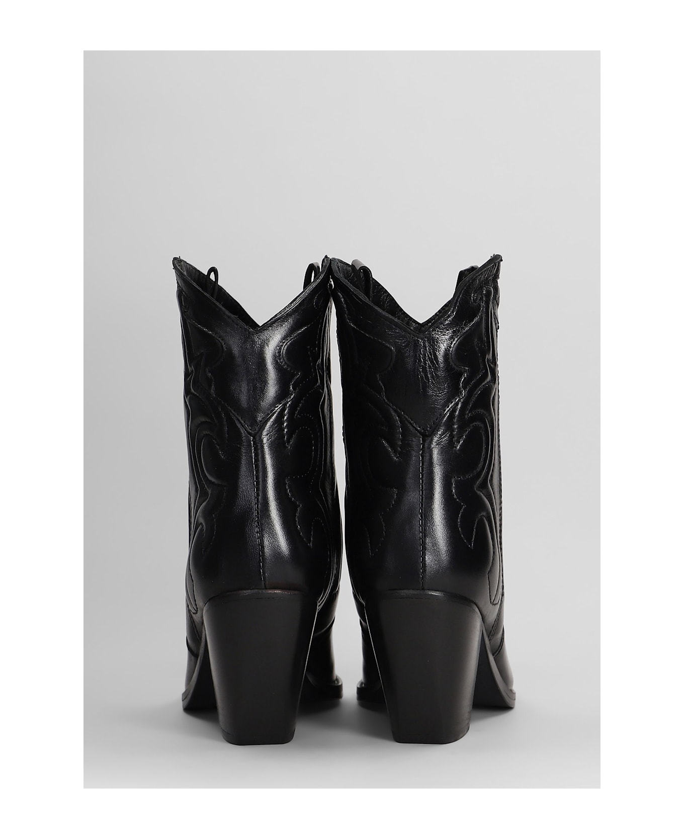 Julie Dee Texan Ankle Boots In Black Leather - black ブーツ