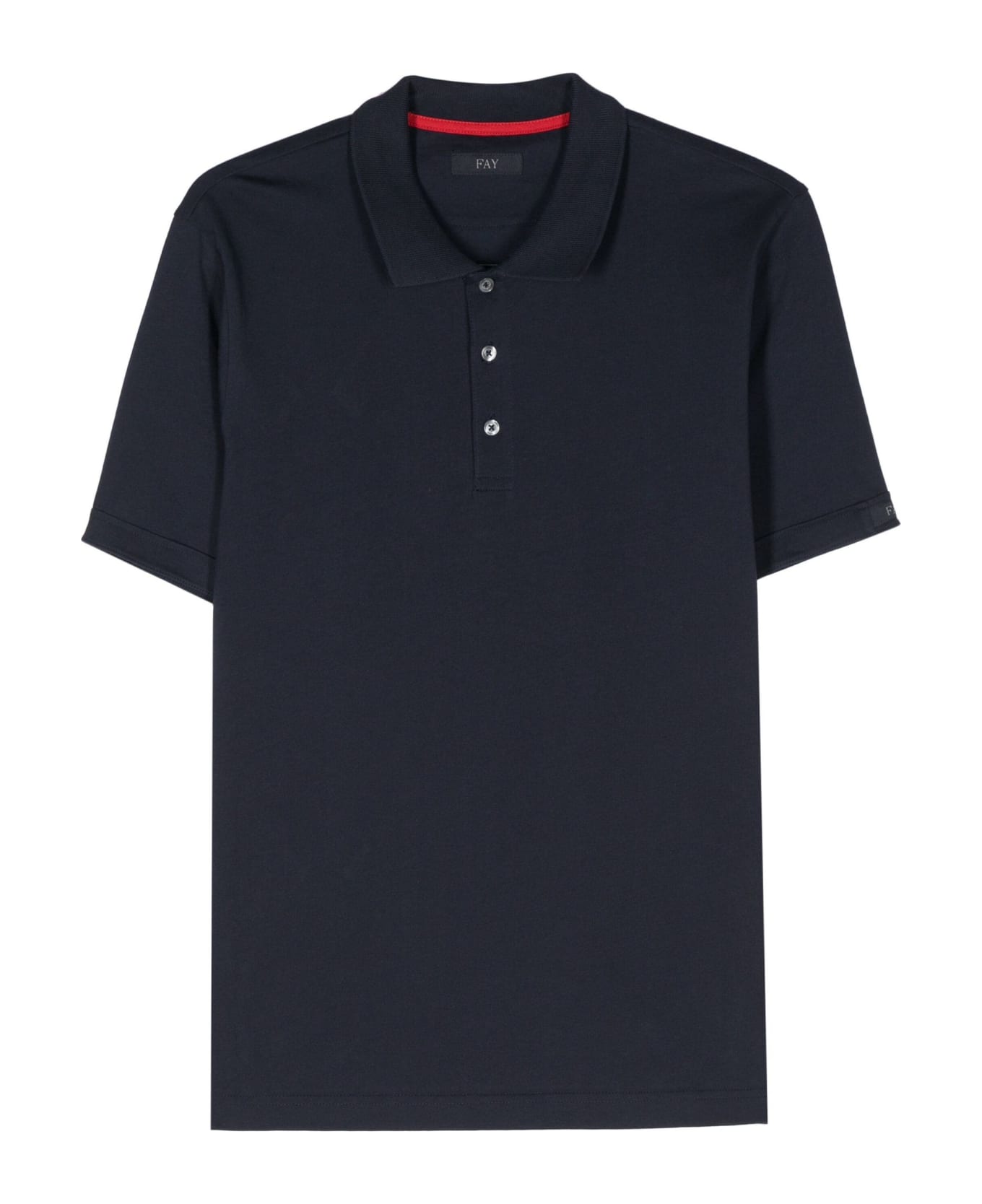Fay Short-sleeved Polo Shirt In Cotton Jersey - Blue ポロシャツ