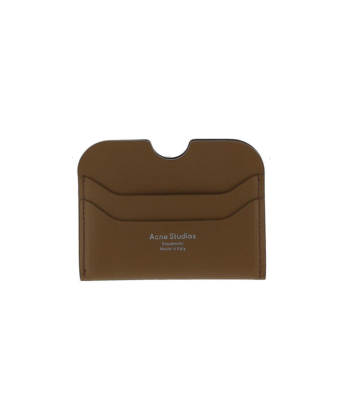 Acne Studios Logo Printed Cut-out Detailed Cardholder - CAMEL BROWN 財布