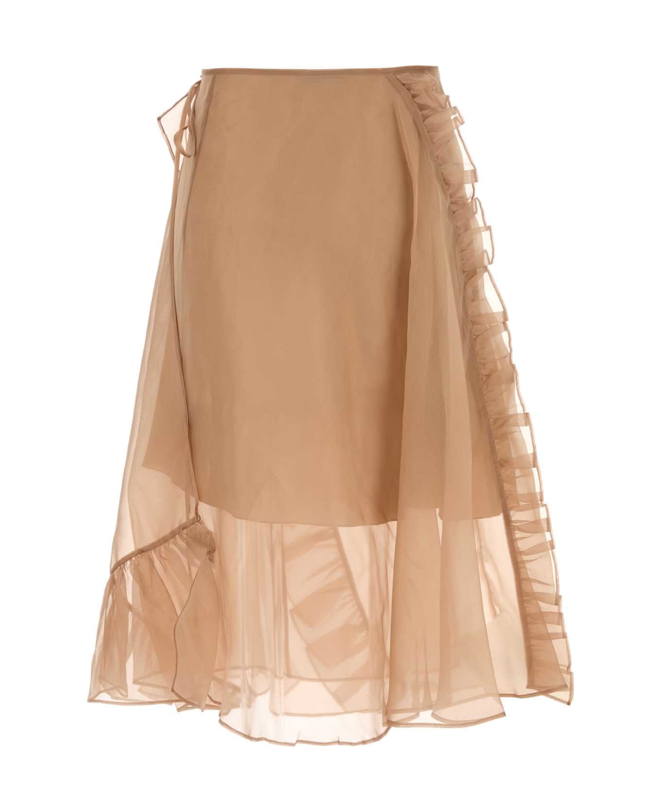 Cecilie Bahnsen Antiqued Pink Organza Skirt - CHESTNUT