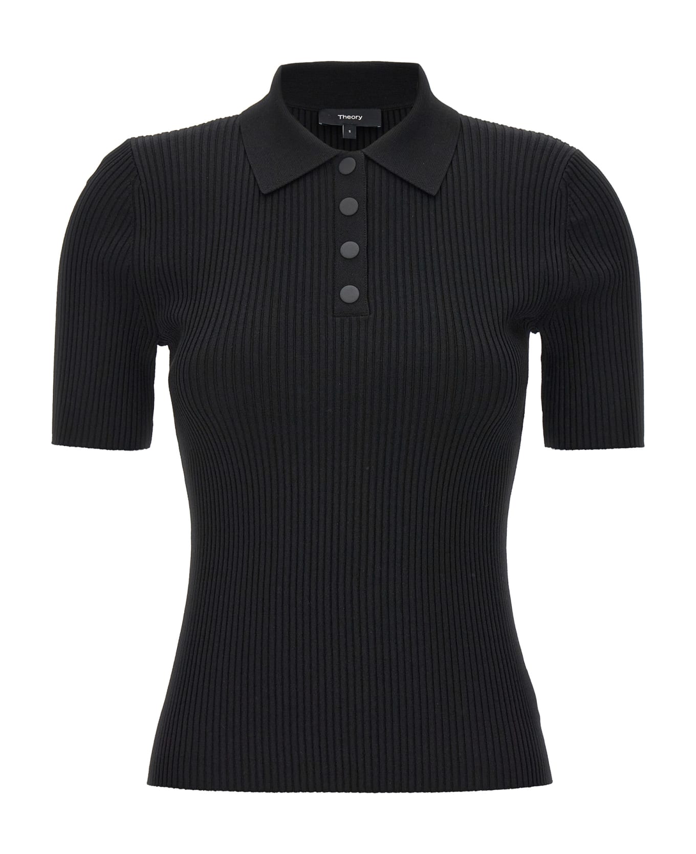 Theory Ribbed Polo Shirt - Black   ポロシャツ