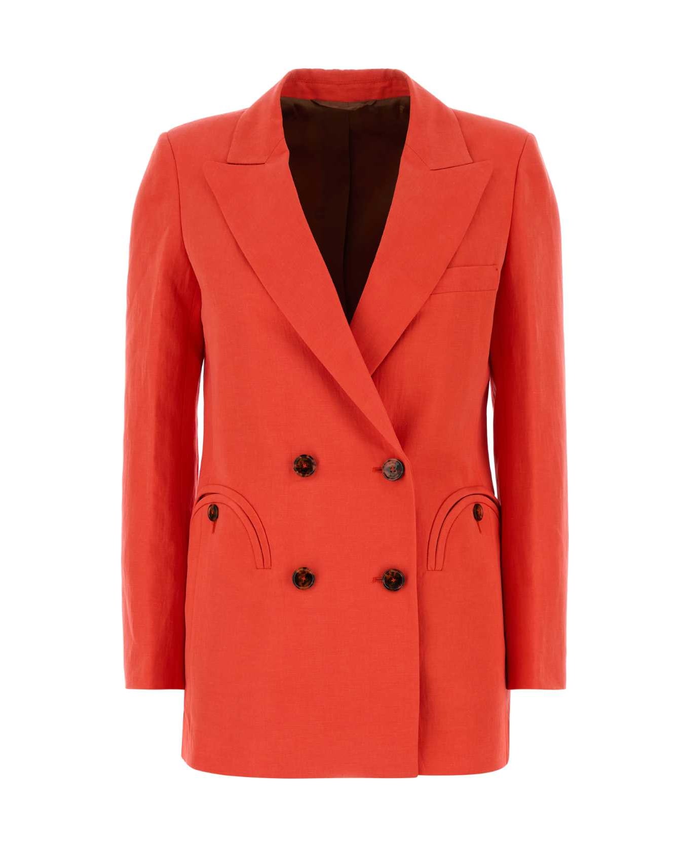 Blazé Milano Coral Silk Blend Flica Everyday Blazer - CORAL