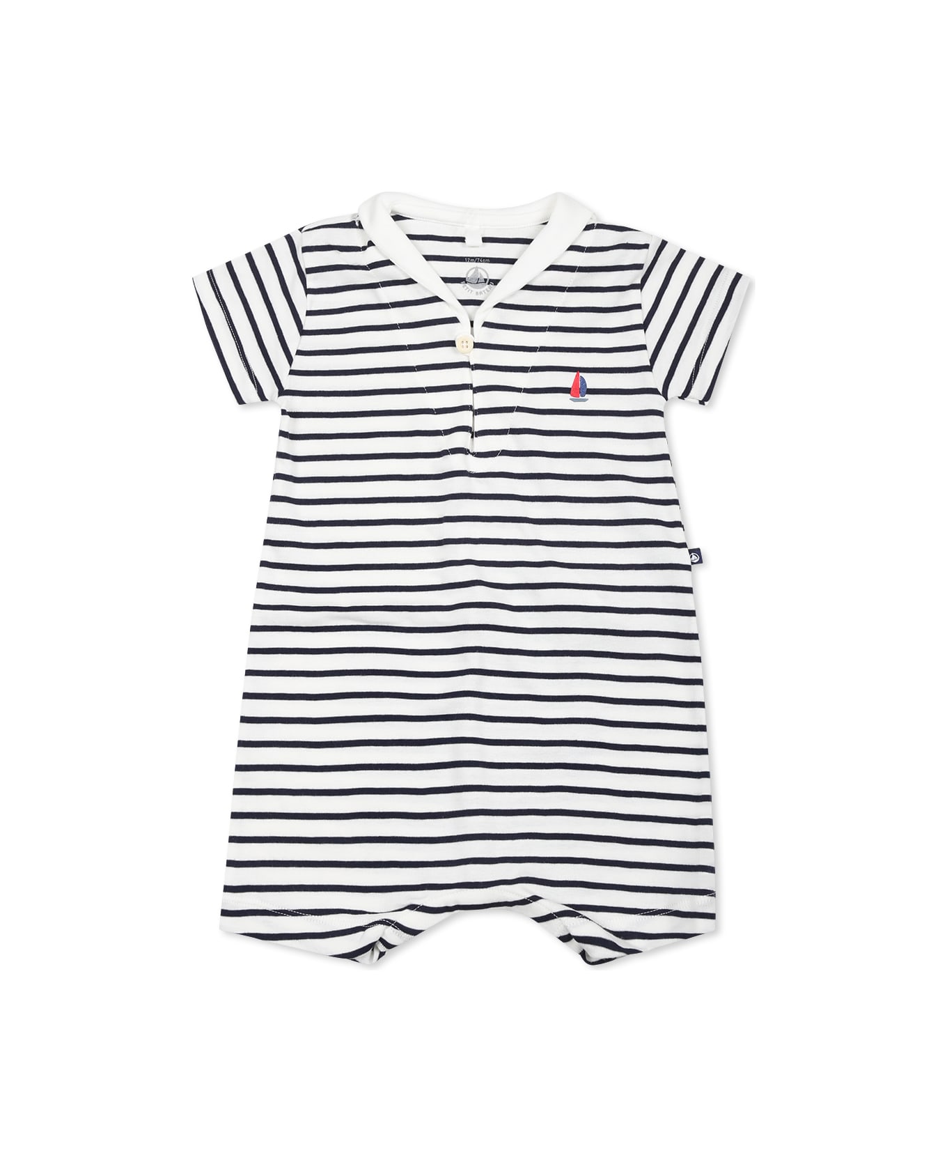 Petit Bateau White Romper For Baby Baby Boy With Logo - Multicolor