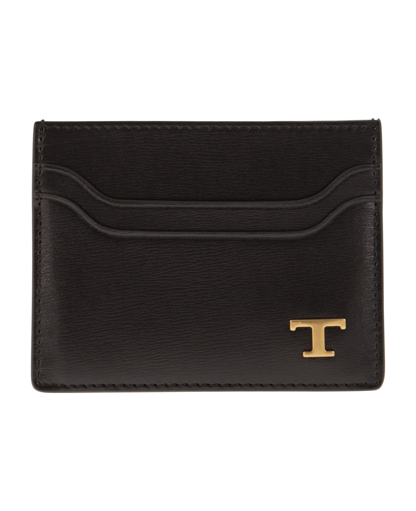 Tod's Leather Card Holder With Logo - Dark Brown