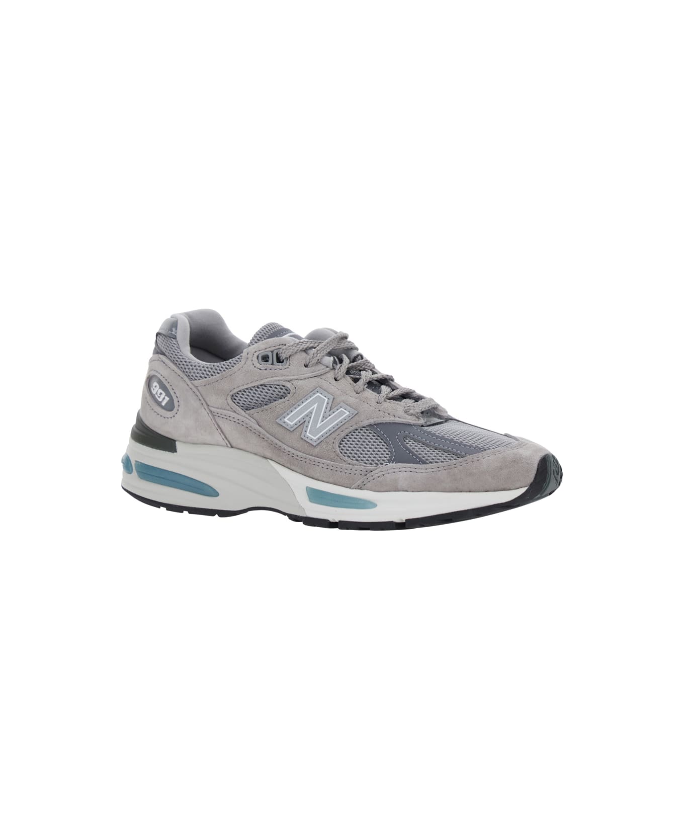 New Balance Grey Low Top Sneakers With Logo Detail In Suede And Tech Fabric Unisex - Grey
