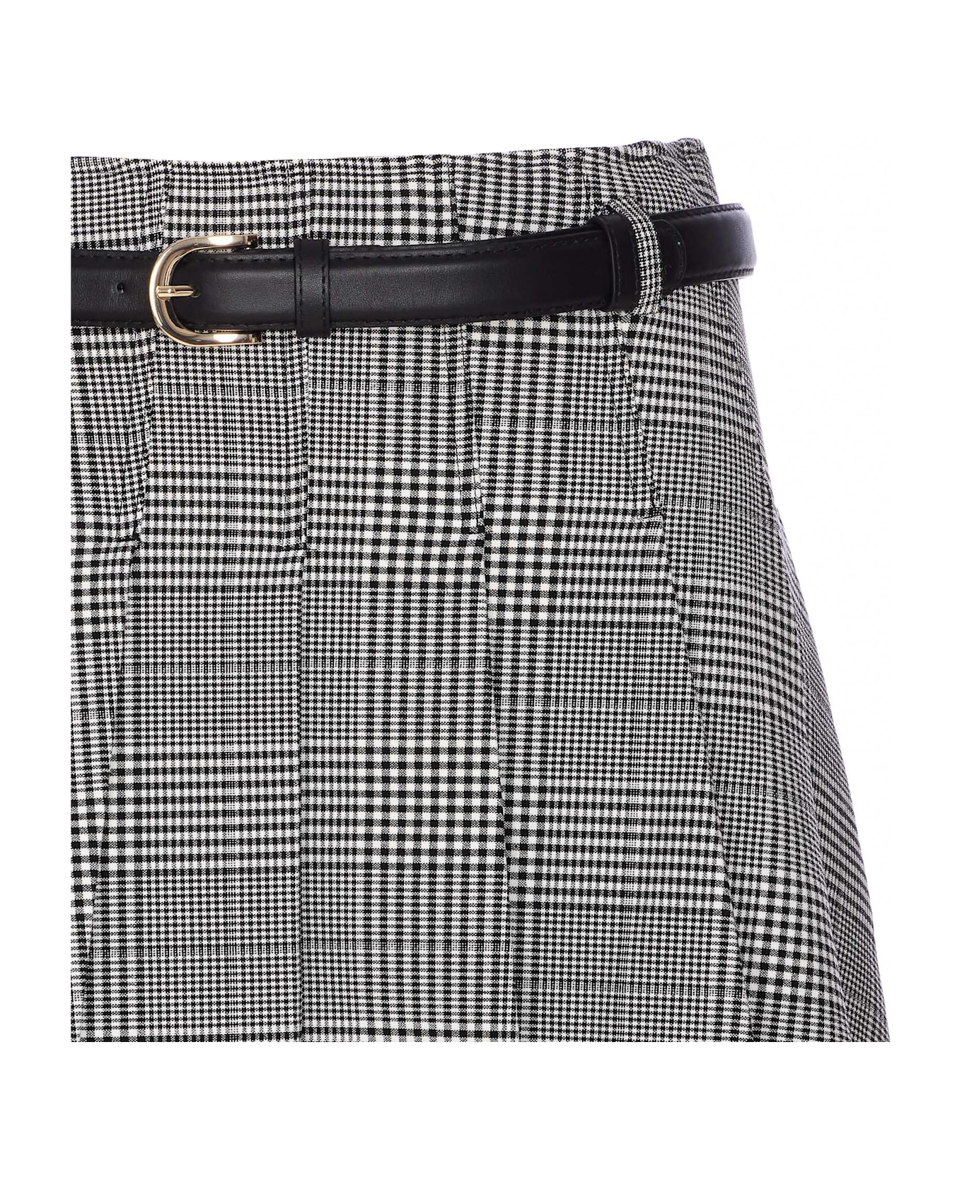 self-portrait Prince Of Wales Check Pleated Midi Skirt - Grey
