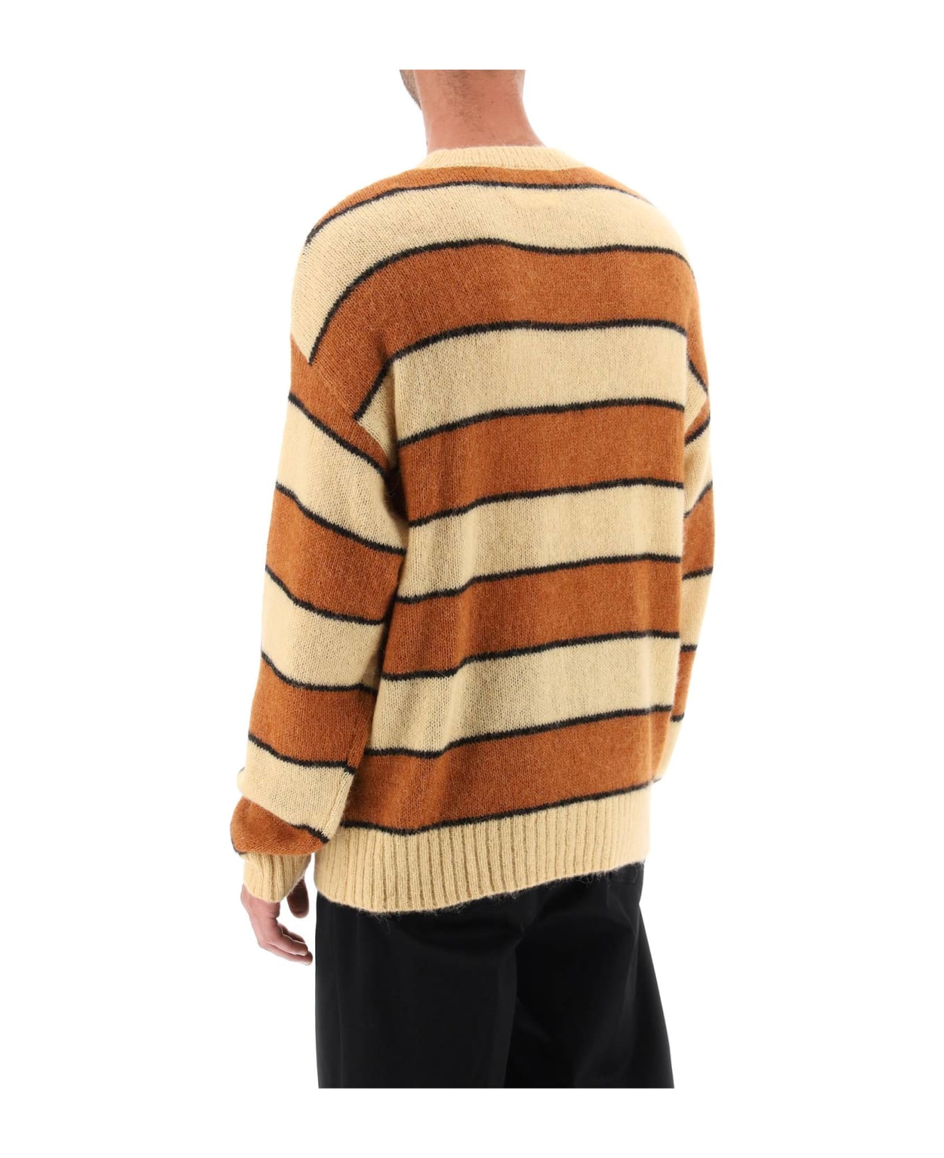 Closed Striped Wool And Alpaca Sweater - HAY YELLOW (Orange)
