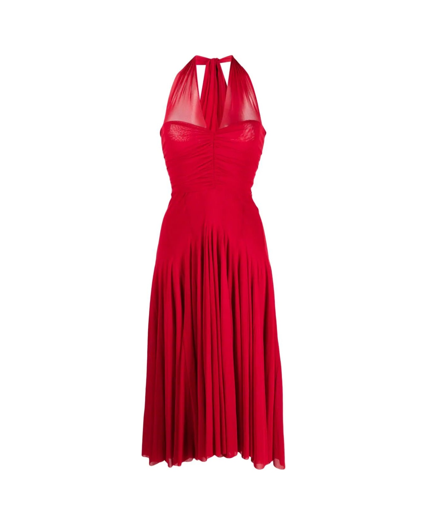Philosophy di Lorenzo Serafini Short Sleeves Long Dress With Tulle And Naked Shoulder - Red ワンピース＆ドレス