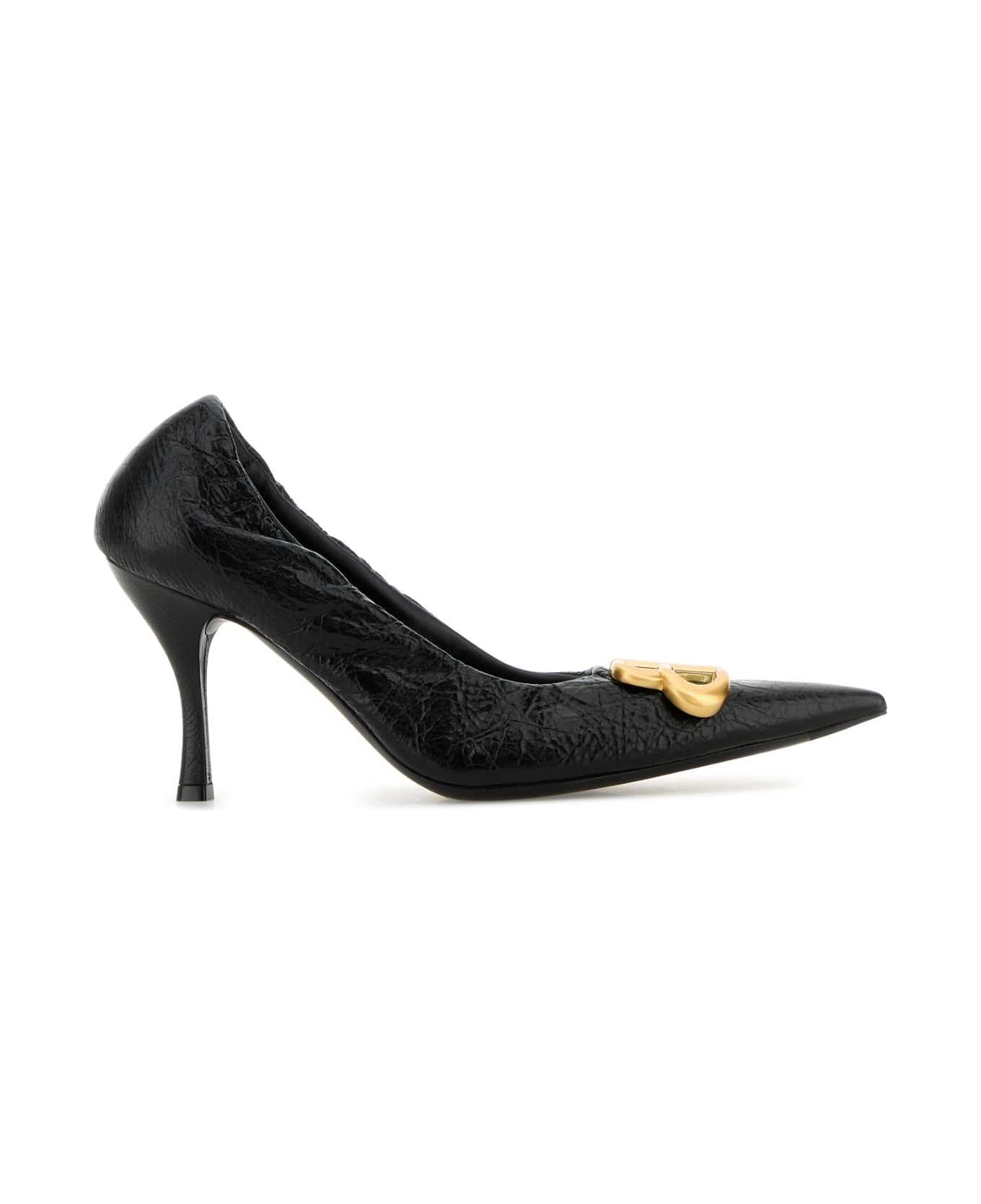 Balenciaga Black Leather Monaco Pumps - BLACKGOLD