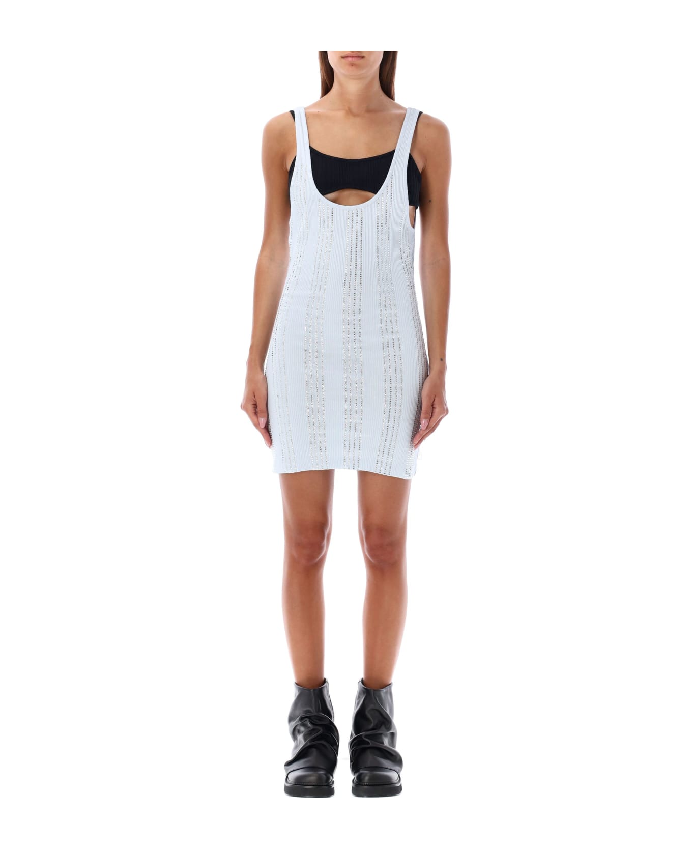 The Attico Jersey Mini Dress Strass - LIGHT BLUE