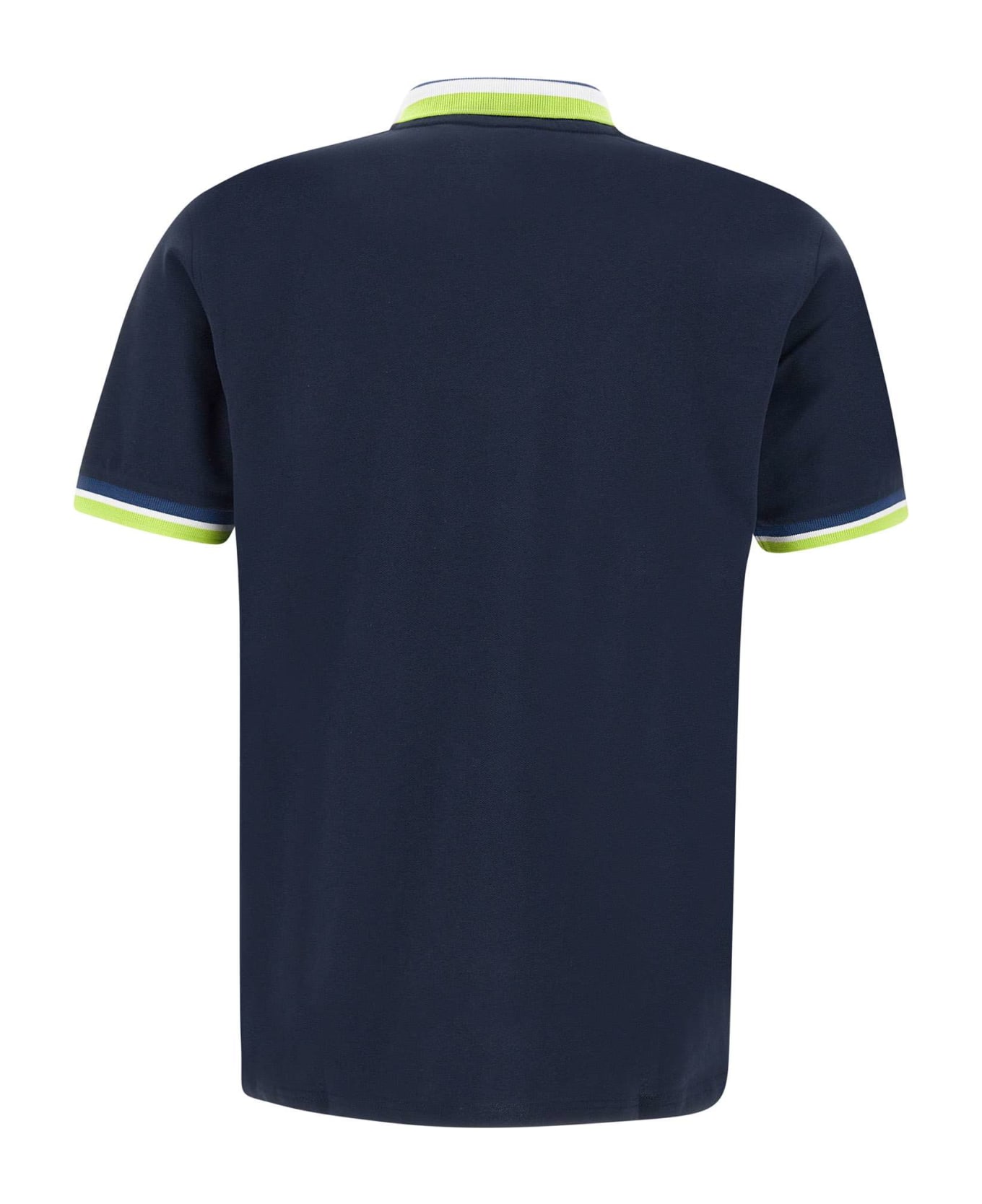 Sun 68 "collar Multistripes" Cotton Polo Shirt - BLUE ポロシャツ