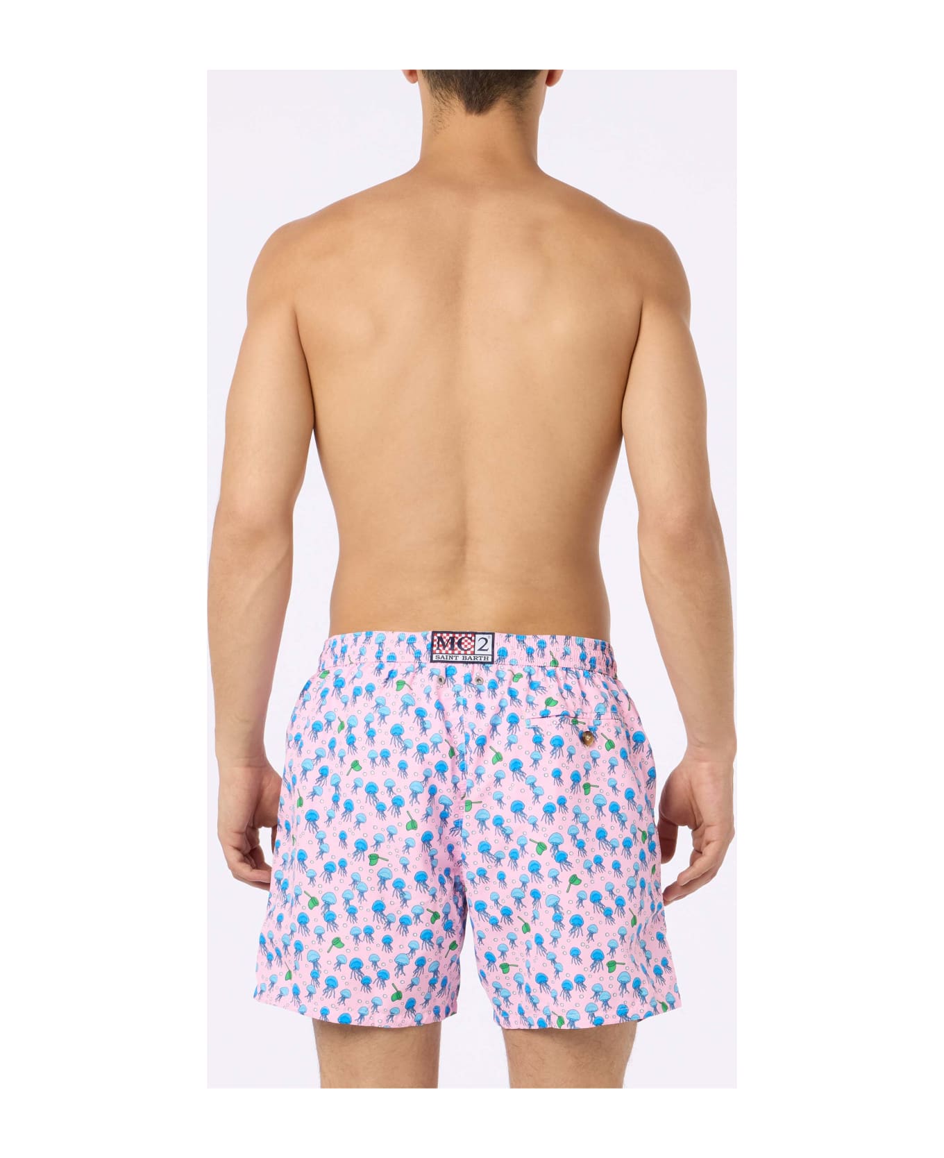 MC2 Saint Barth Man Lightweight Fabric Swim-shorts Lighting Micro Fantasy With Jellyfishes Print - PINK
