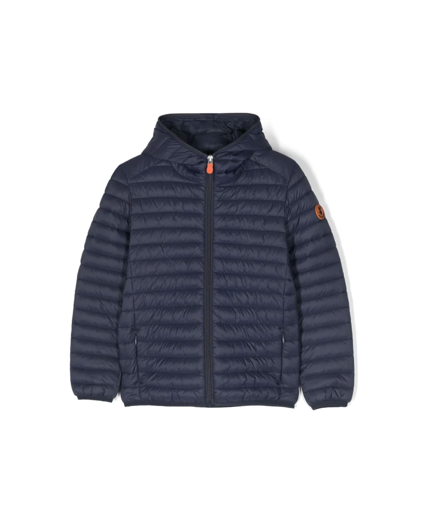 Save the Duck Plumtech Hooded Down Jacket In Navy Blue - Blue